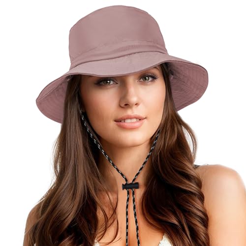 Durio Waterproof Bucket Hats for Woman UPF 50+ Sun Hat UV Protection Packable Rain Hats for Women Lightweight Hiking Hat Pink One Size