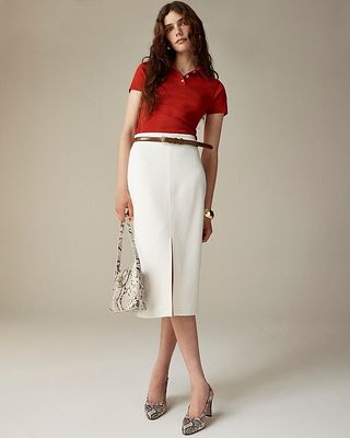 Pencil Midi Skirt in Four-Season Stretch