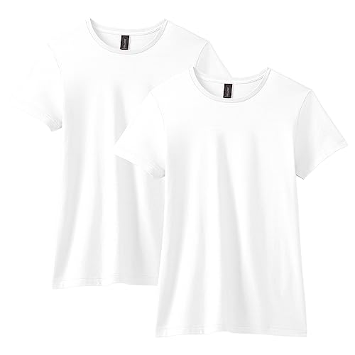 Gildan Women's Softstyle Cotton T-Shirt, Style G64000L, Multipack, White (2-Pack), Large