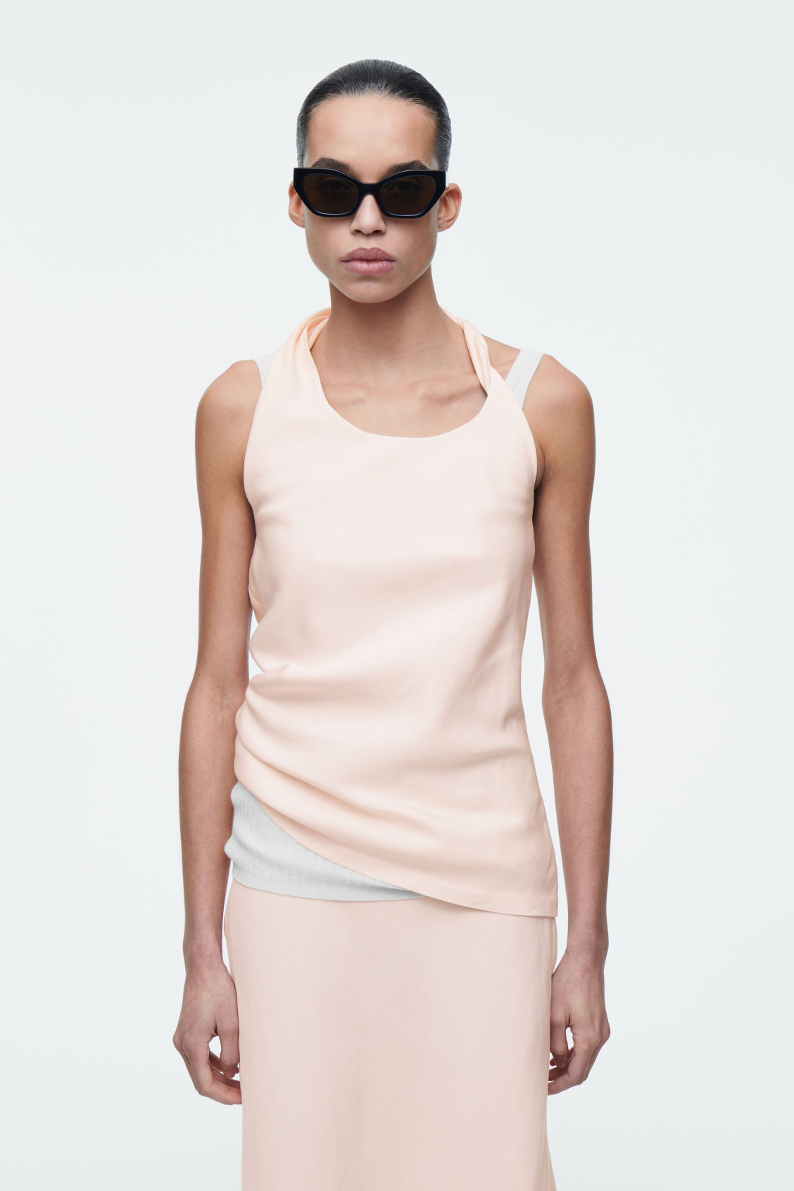 Twist-Detail Linen-Blend Top