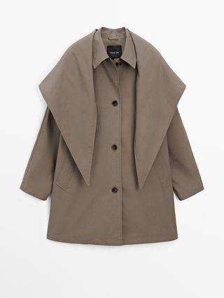 Trench Coat With Detachable Scarf Detail