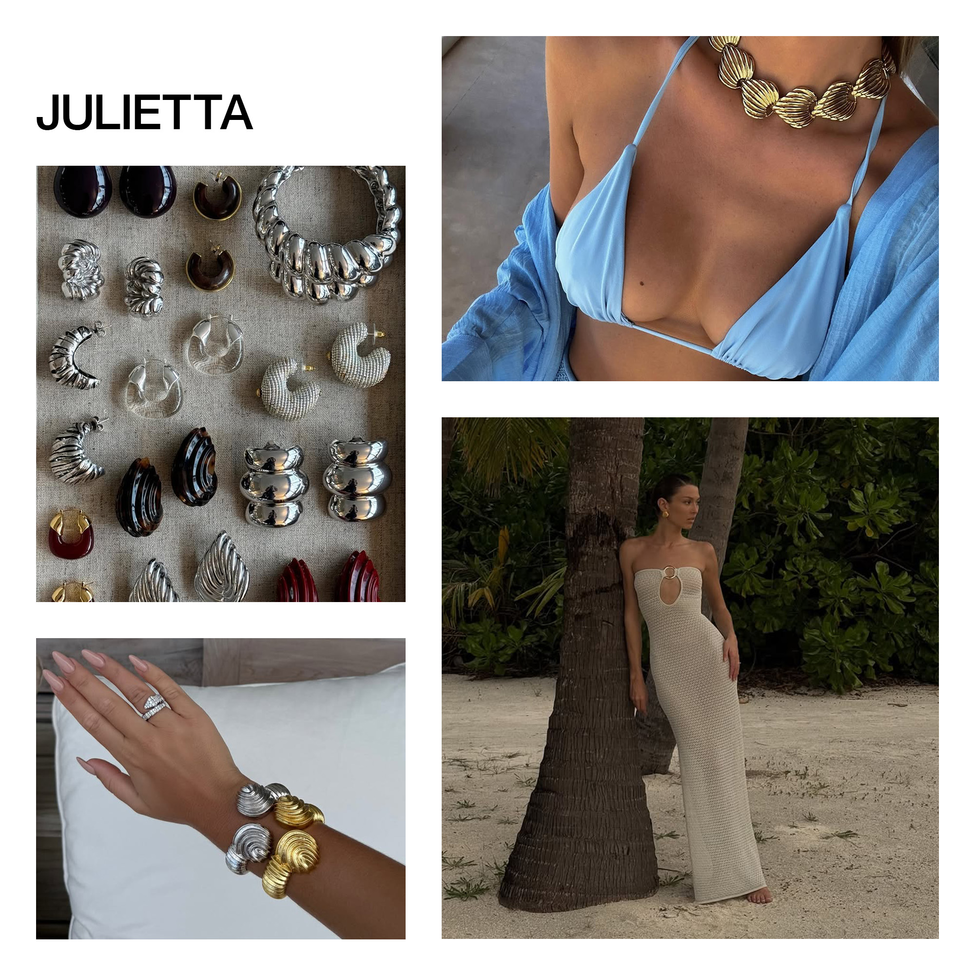 A collage of influencer imagery featuring the jewelry brand Julietta.