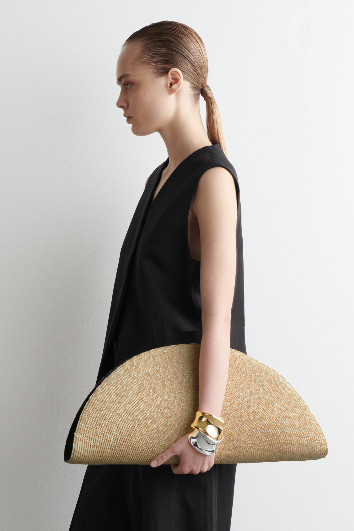 Oversized Soleil Clutch Bag - Straw