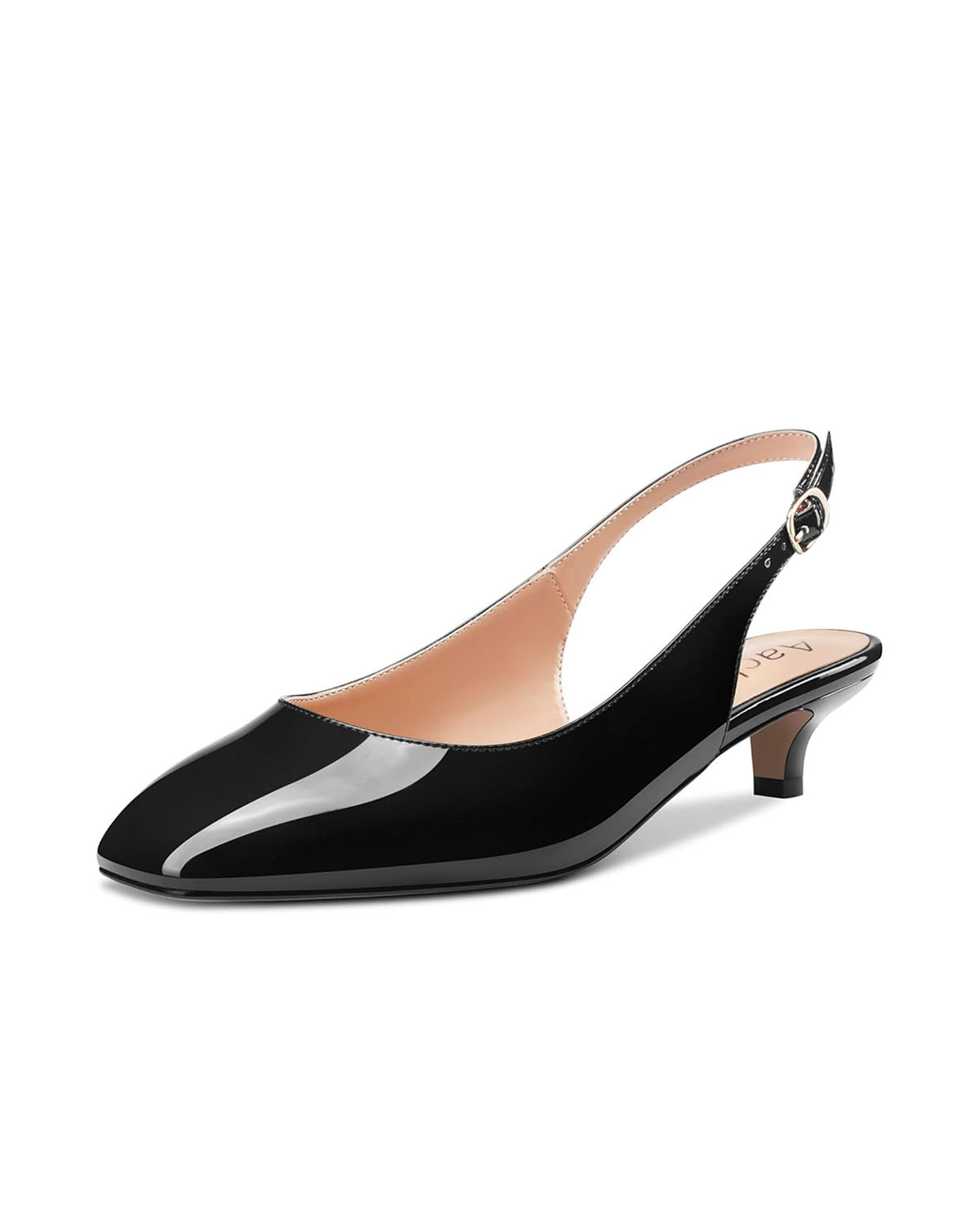 Aachcol, Aachcol Women Pumps Close Square Toe Ankle Strap Slingback Kitten Low Heel Dress Shoes Sandals Patent Office Wedding Shopping Black 1.5 Inch 9 Us