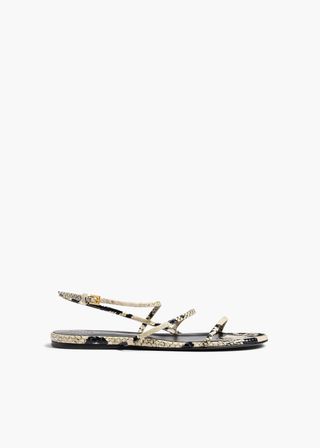 Khaite, Loop Flat Sandal in Natural Python-Embossed Leather