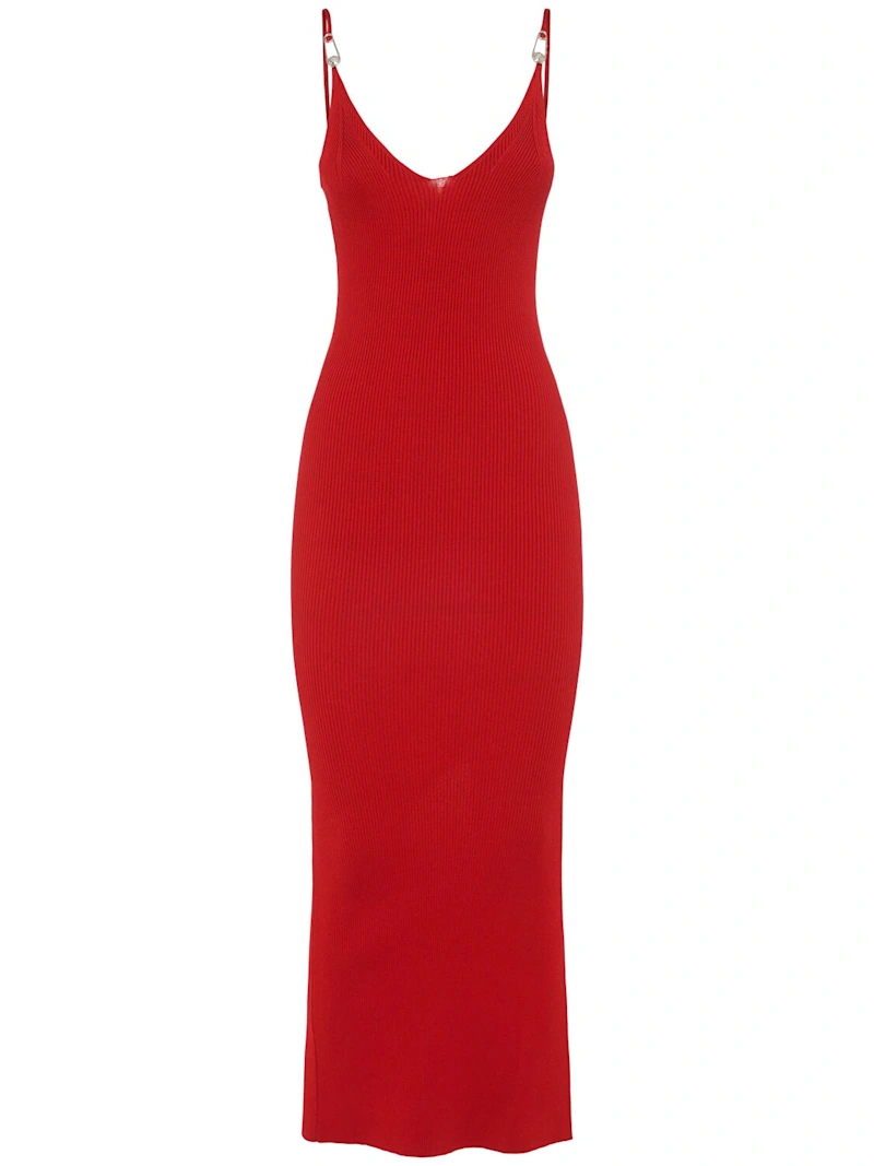 Versace- Stretch viscose knit midi dress