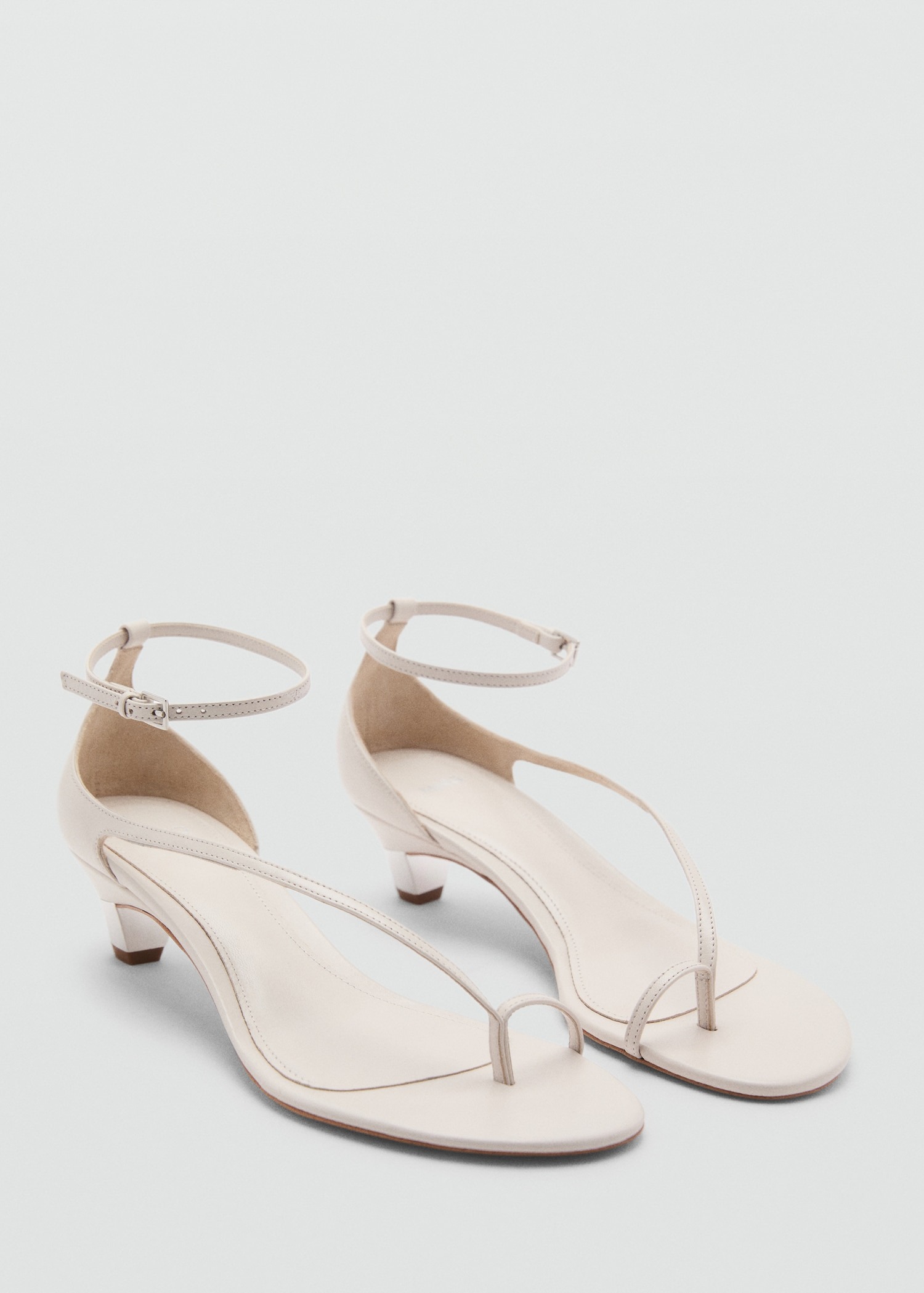 MANGO, Leather Sandals With a Wide Strap