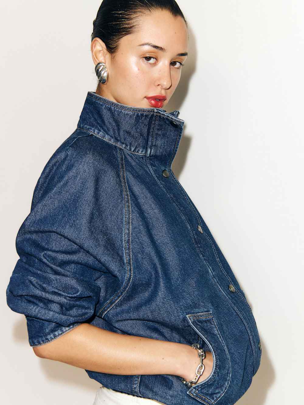 Mette Lived-In Denim Bomber Jacket