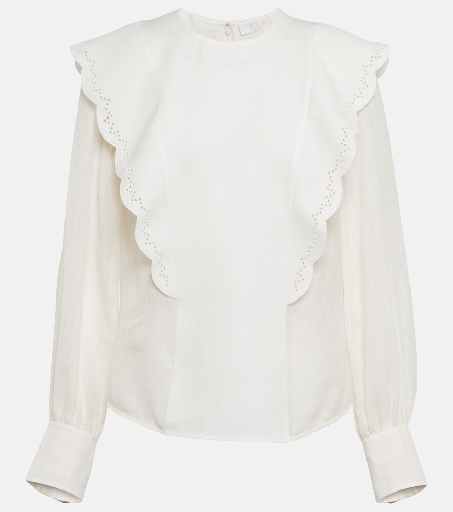 Broderie Anglaise Linen Blouse