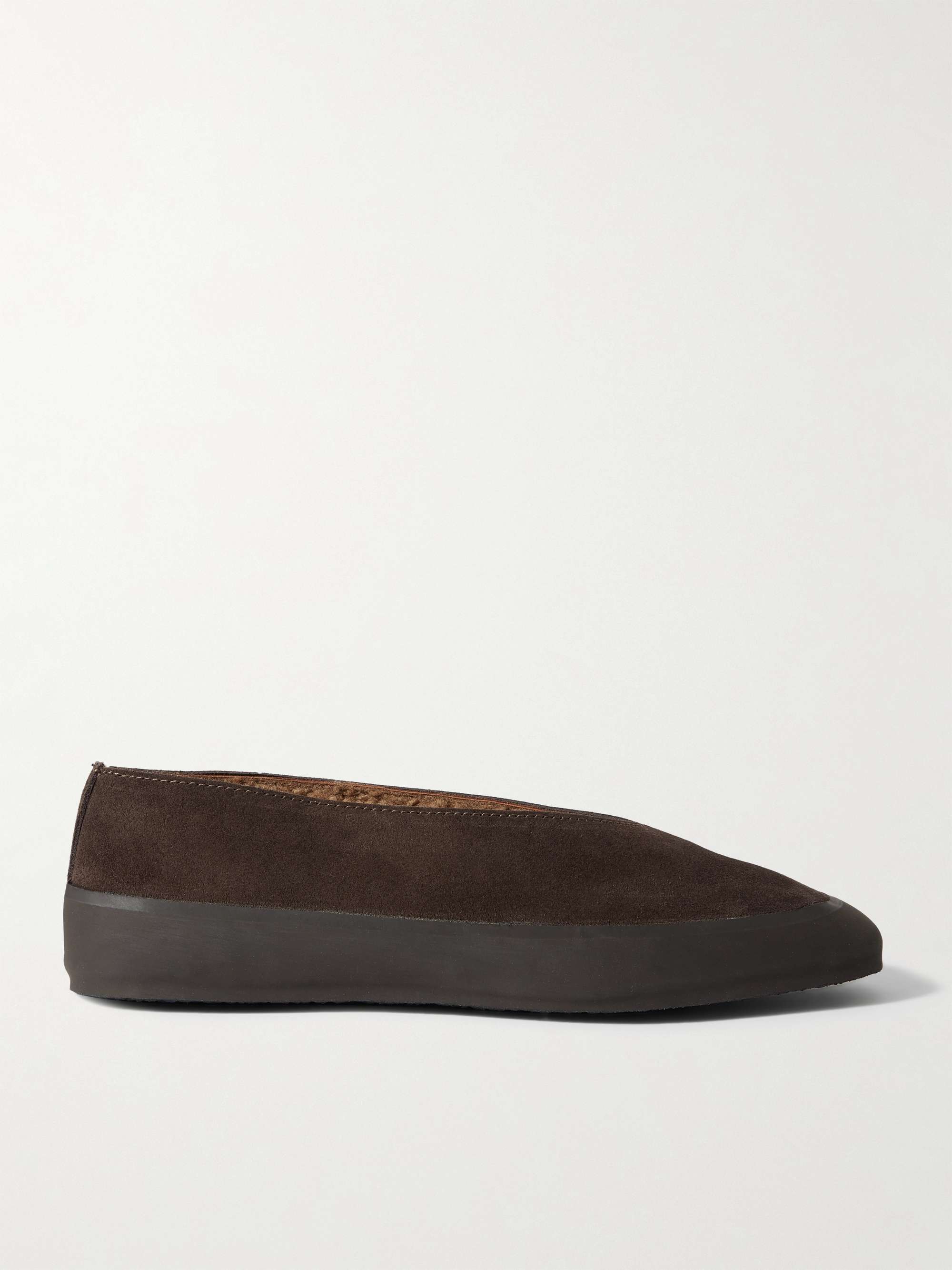 Shearling-Lined Suede Ballet Flats