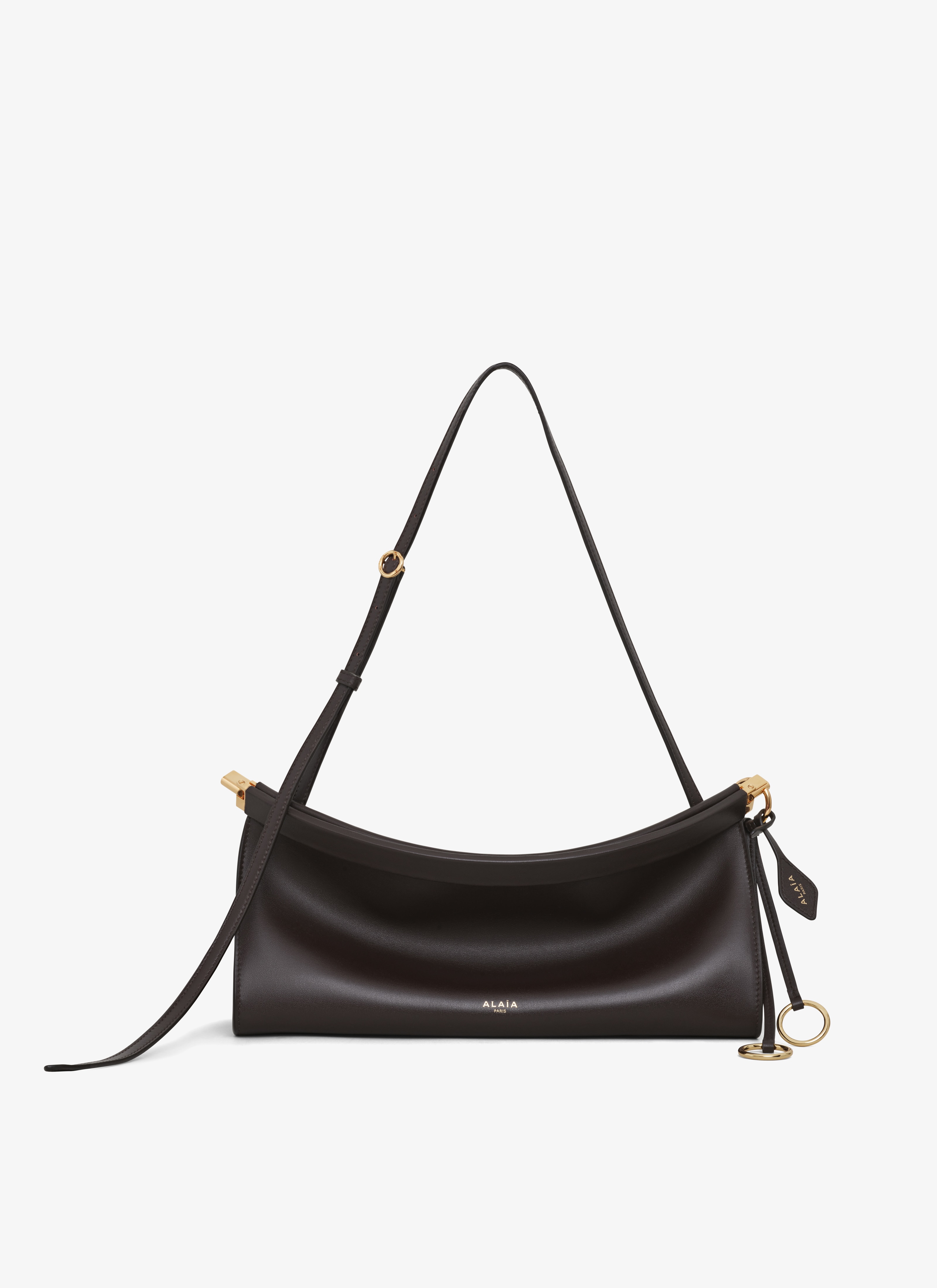 Dark Brown Le Click East West Medium Bag in Leather