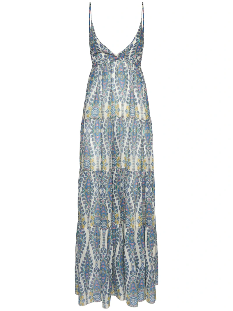 Etro- Printed cotton & silk long dress