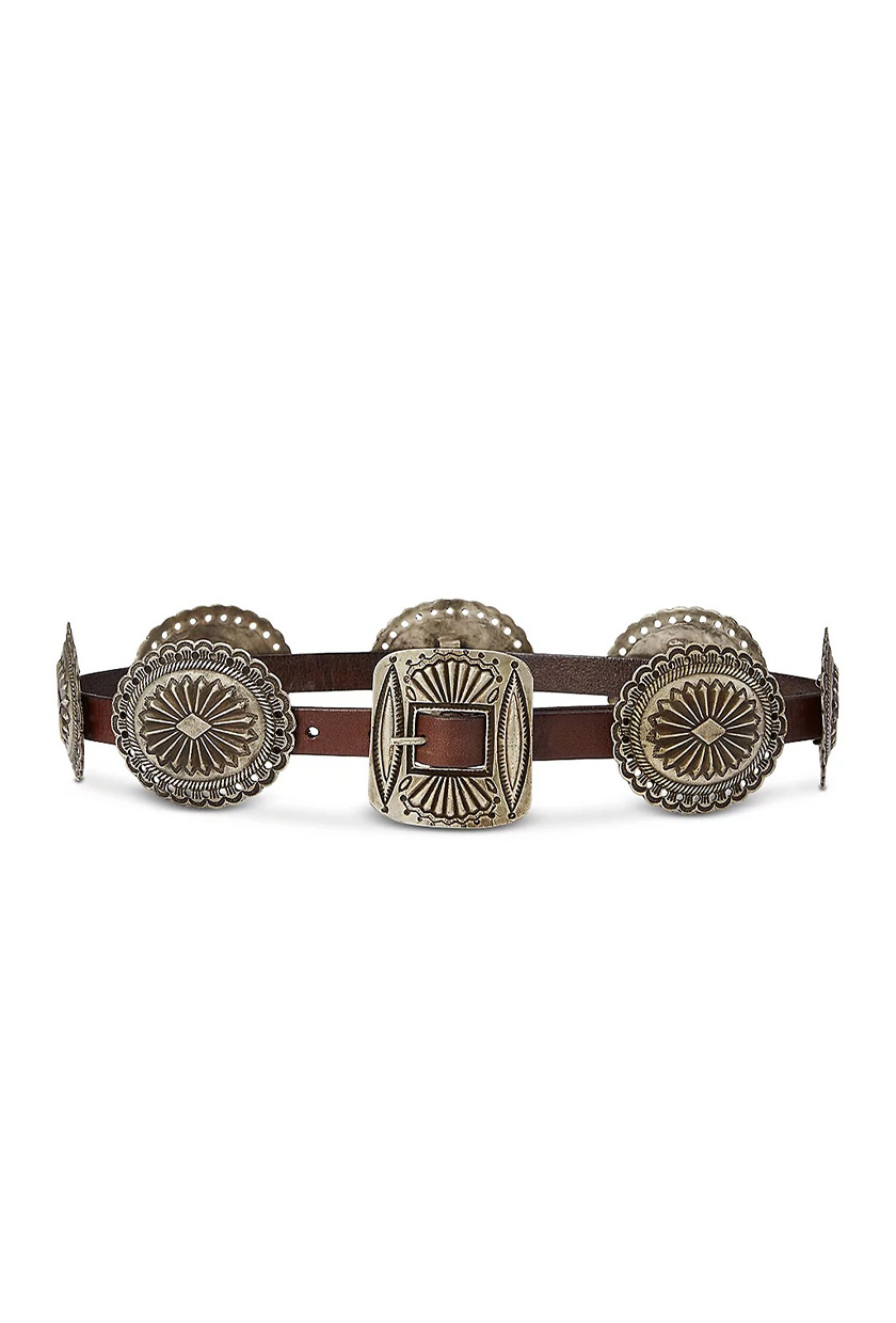 Metal-Accent Leather Belt