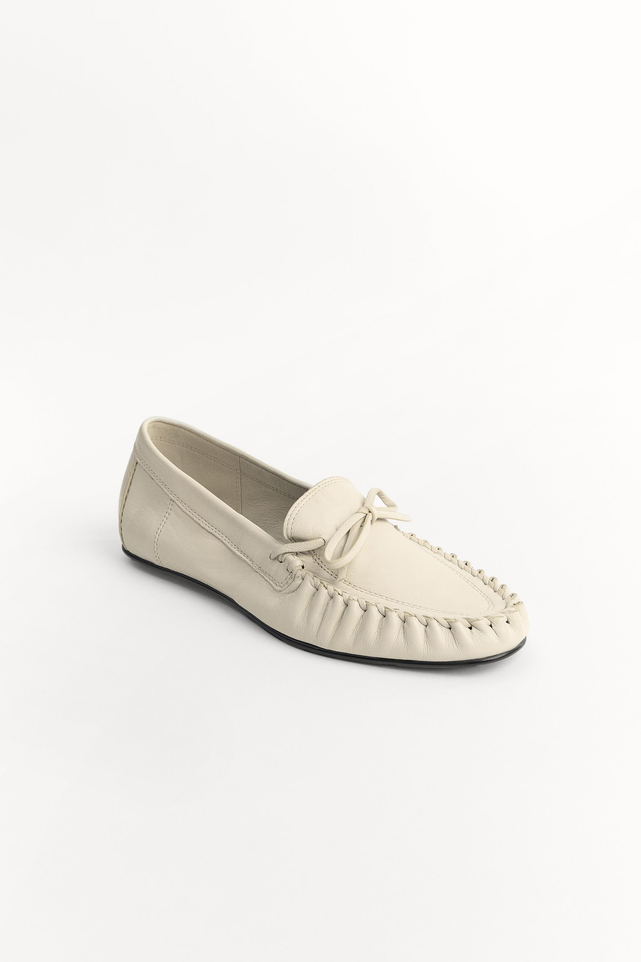 Gathered Soft Leather Loafers