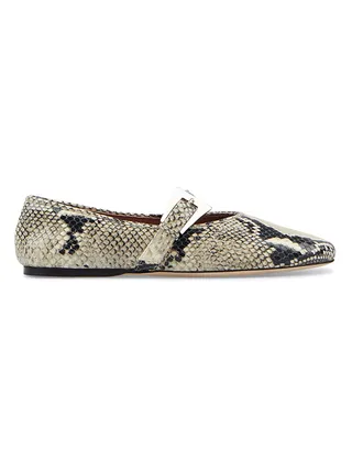 Paris Texas, Sveva Python-Print Leather Ballet Flats