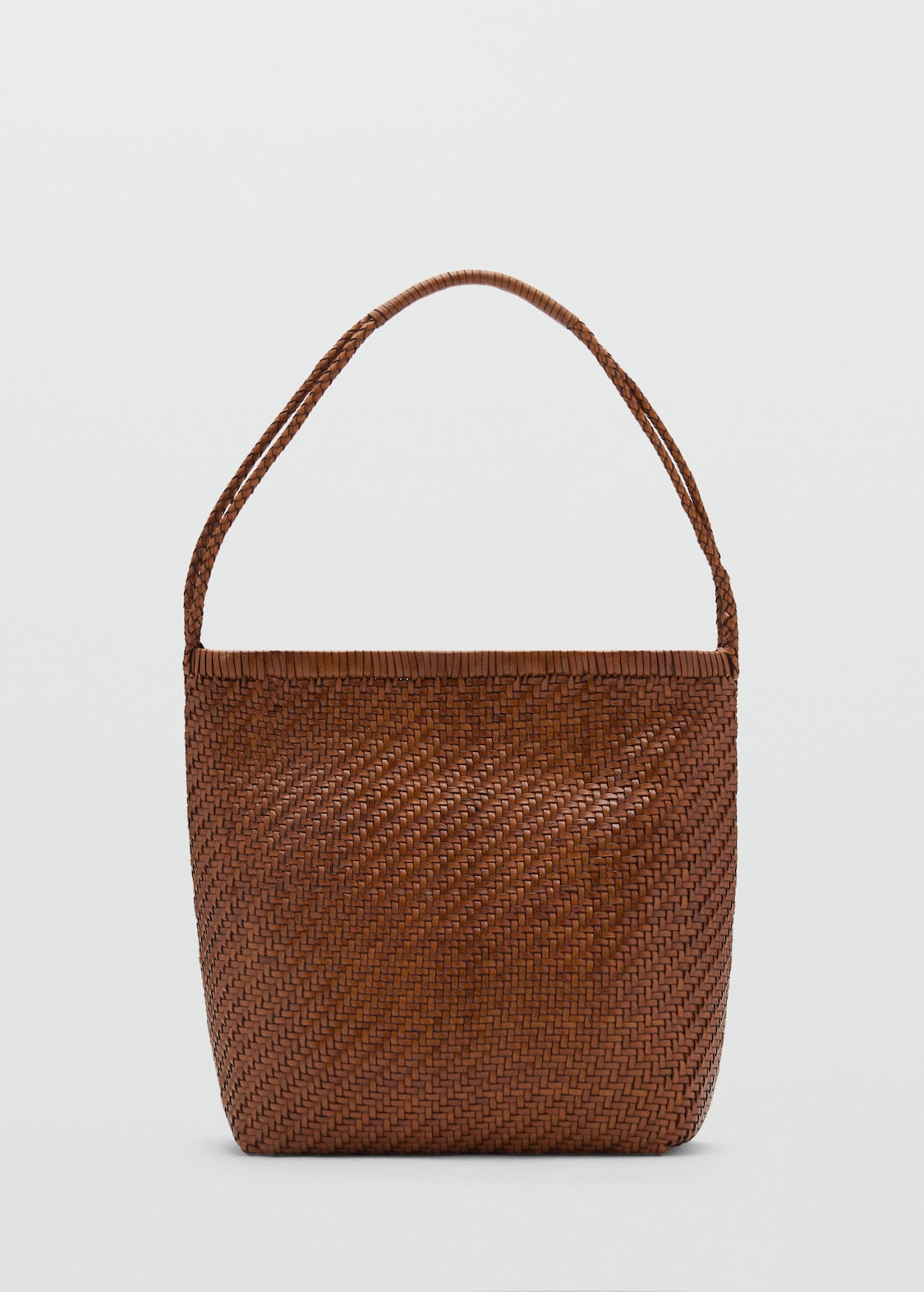 MANGO, Braided Leather Shoulder Bag