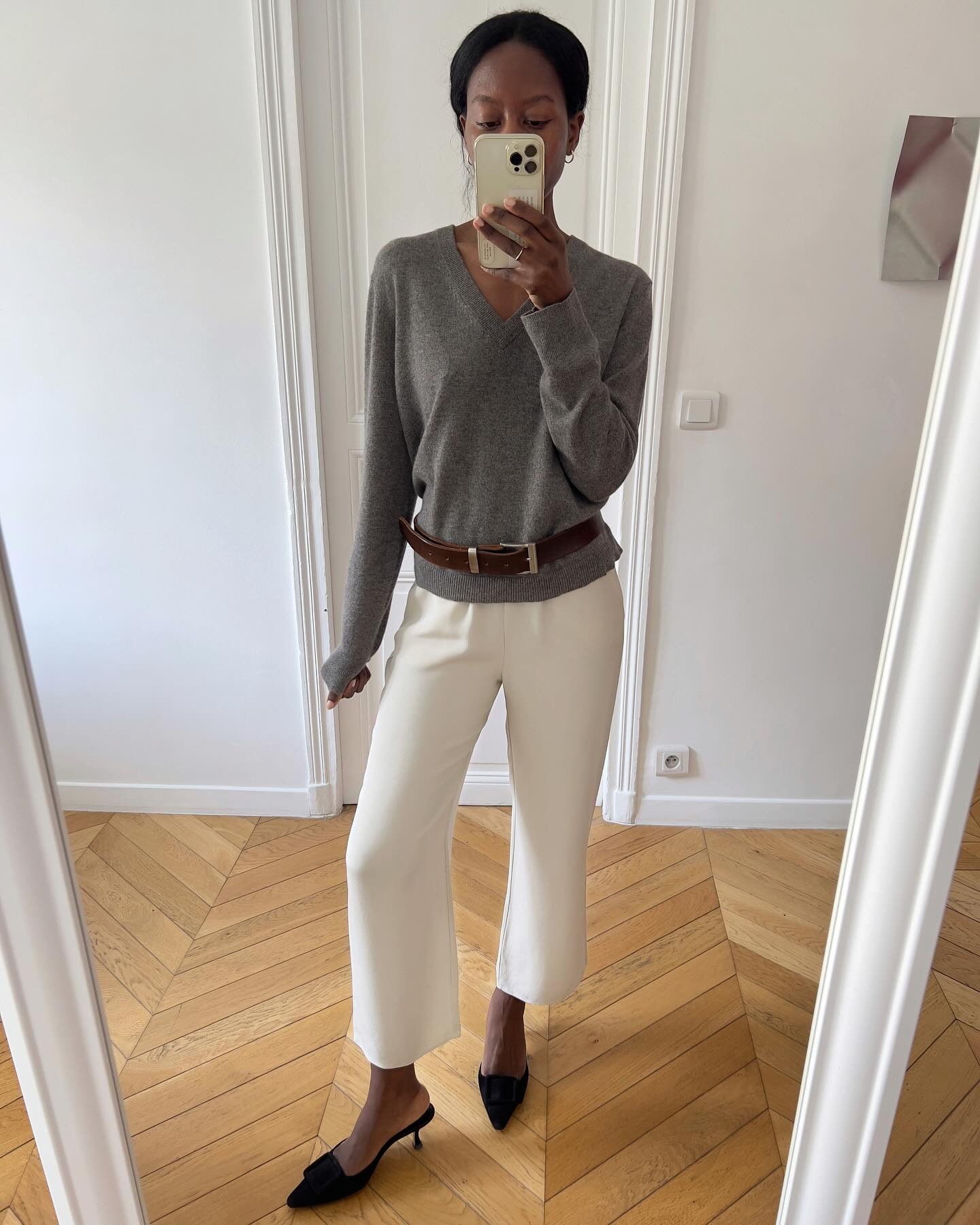 Summer outfit featuring white cropped flares