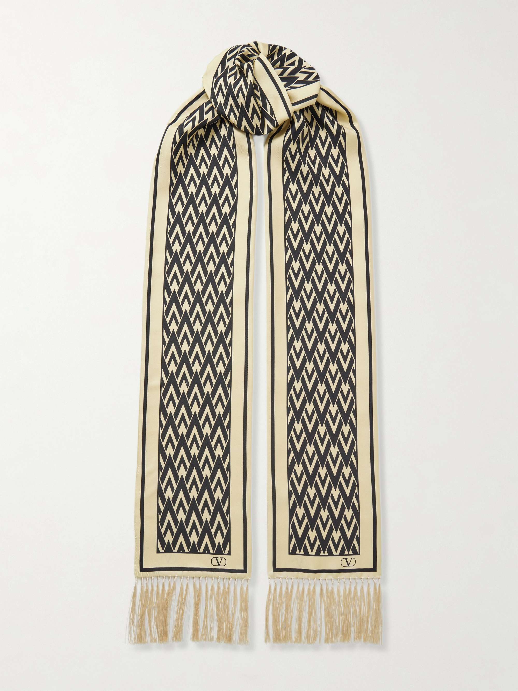 Fringed Printed Silk-Twill Scarf