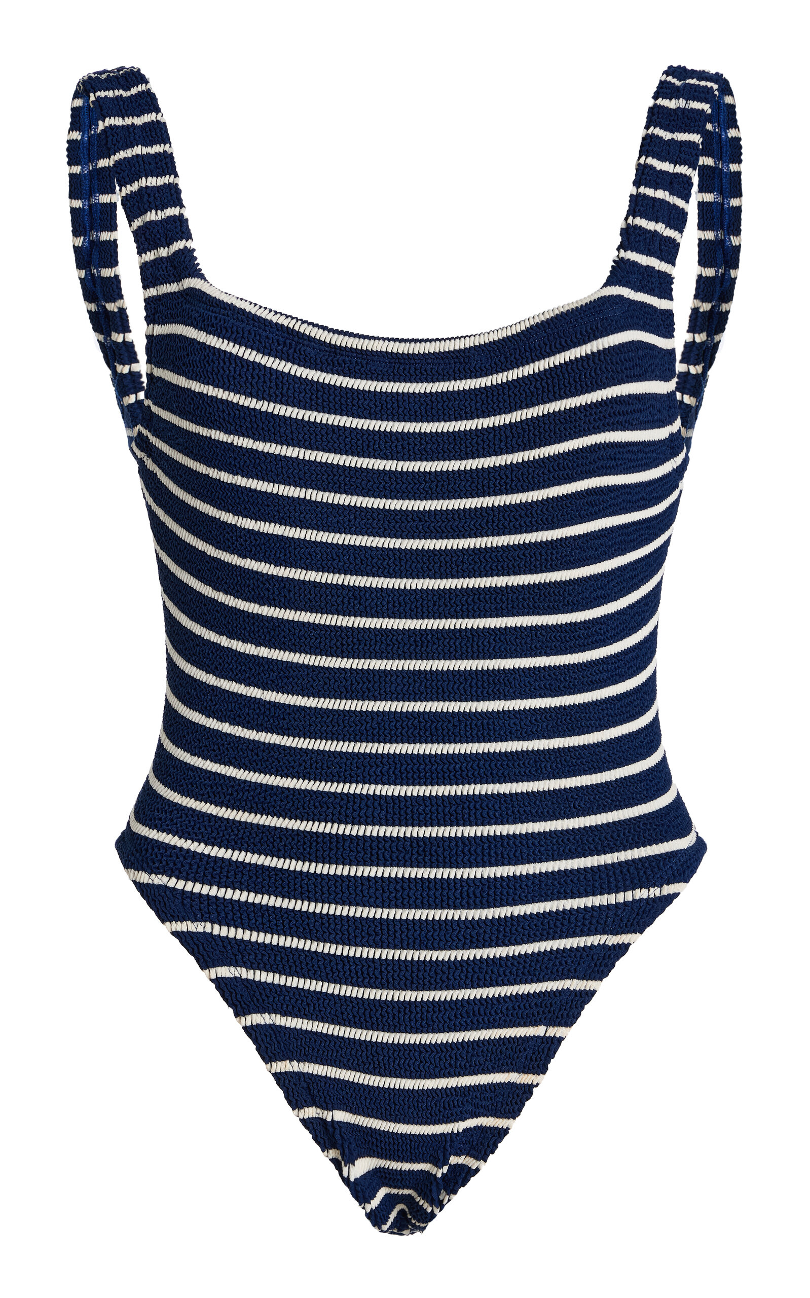 Striped Square-Neck One-Piece Swimsuit
