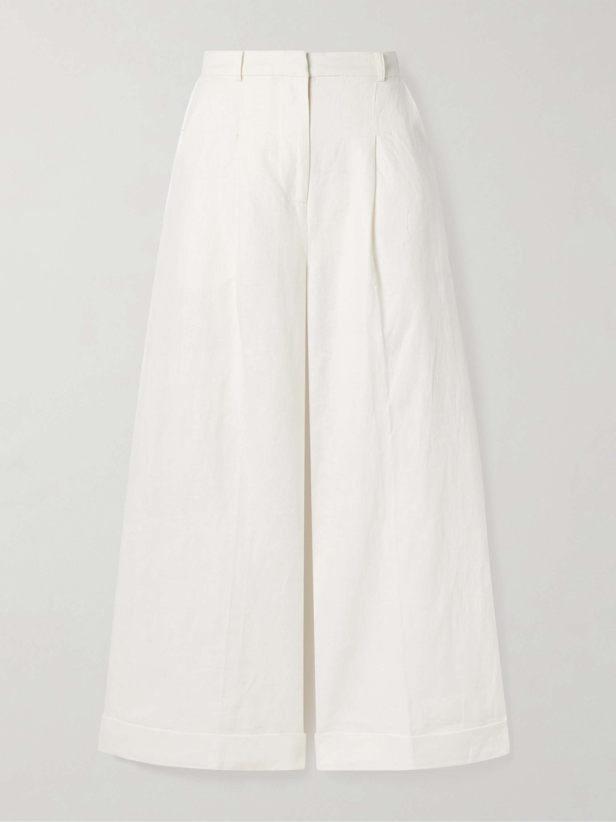Clove Pleated Linen Wide-Leg Pants