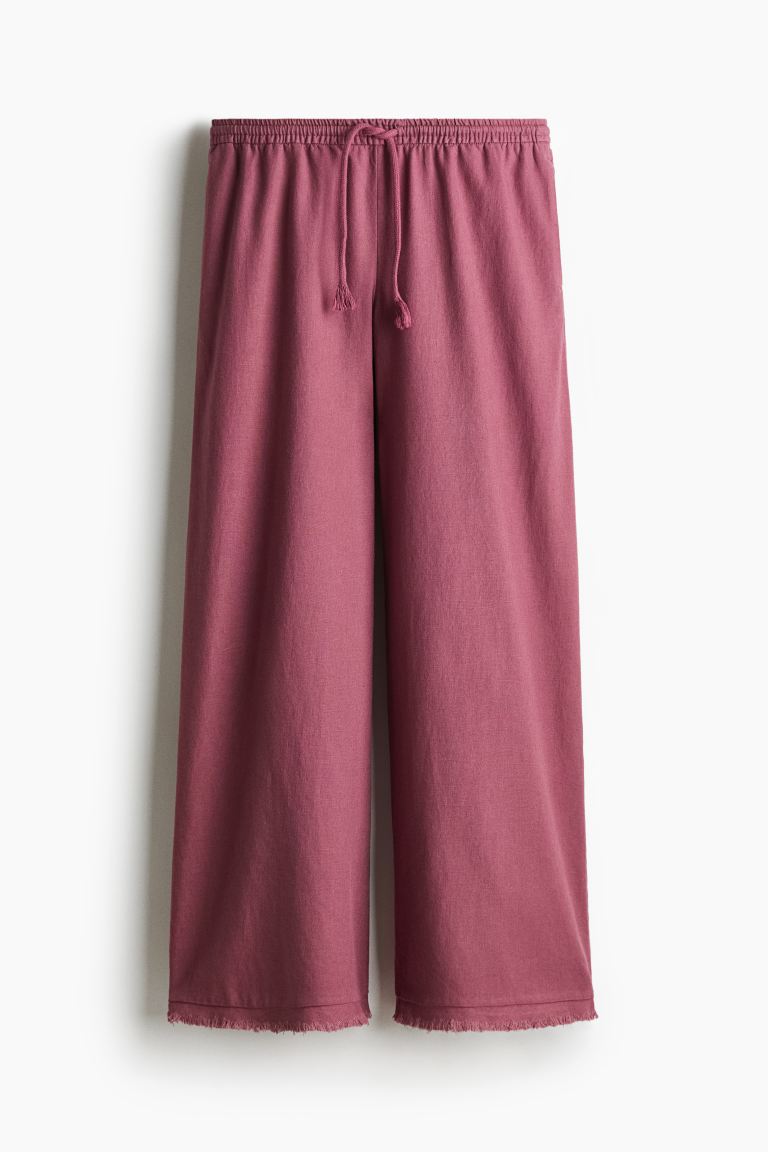 Linen-Blend Drawstring Pants