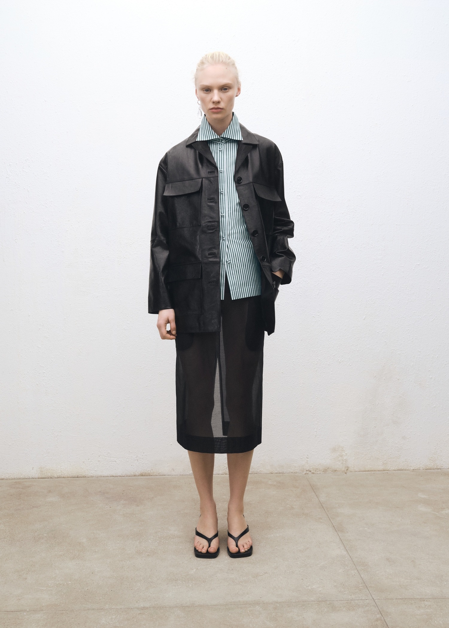 MANGO, Semi-Transparent Silk Midi-Skirt