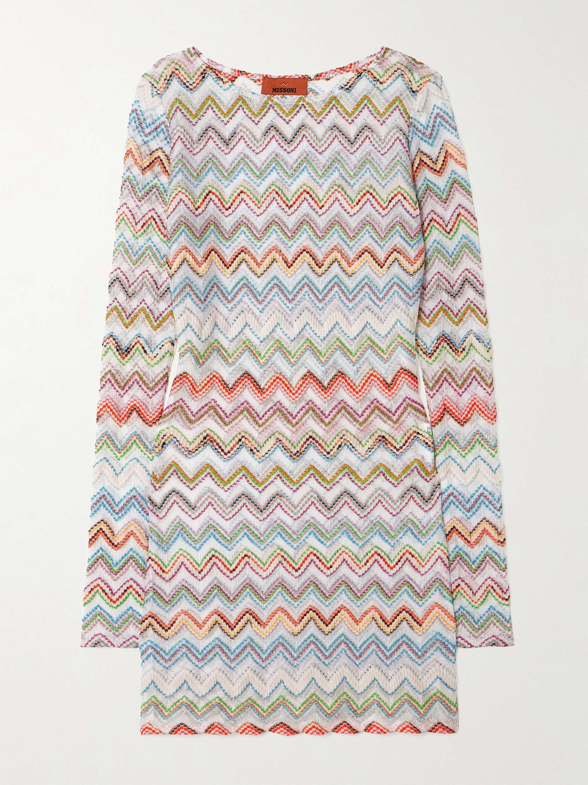 Metallic Crochet-Knit Mini Dress