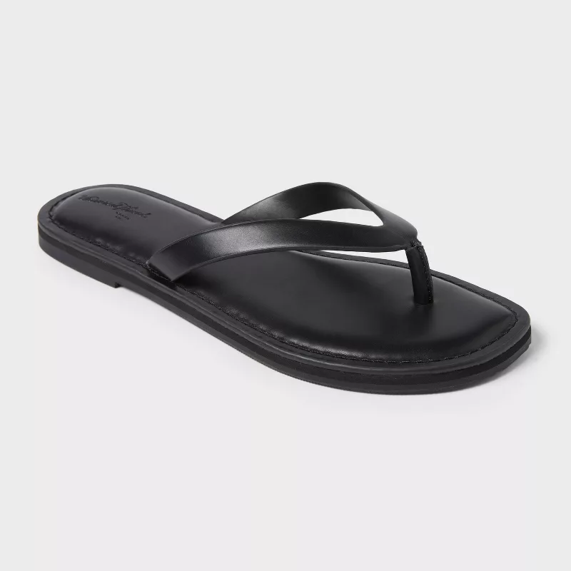 Women's Sherry Thong Flip Flops - Universal Thread™ Black 8: Memory Foam, Slip On, Square Toe