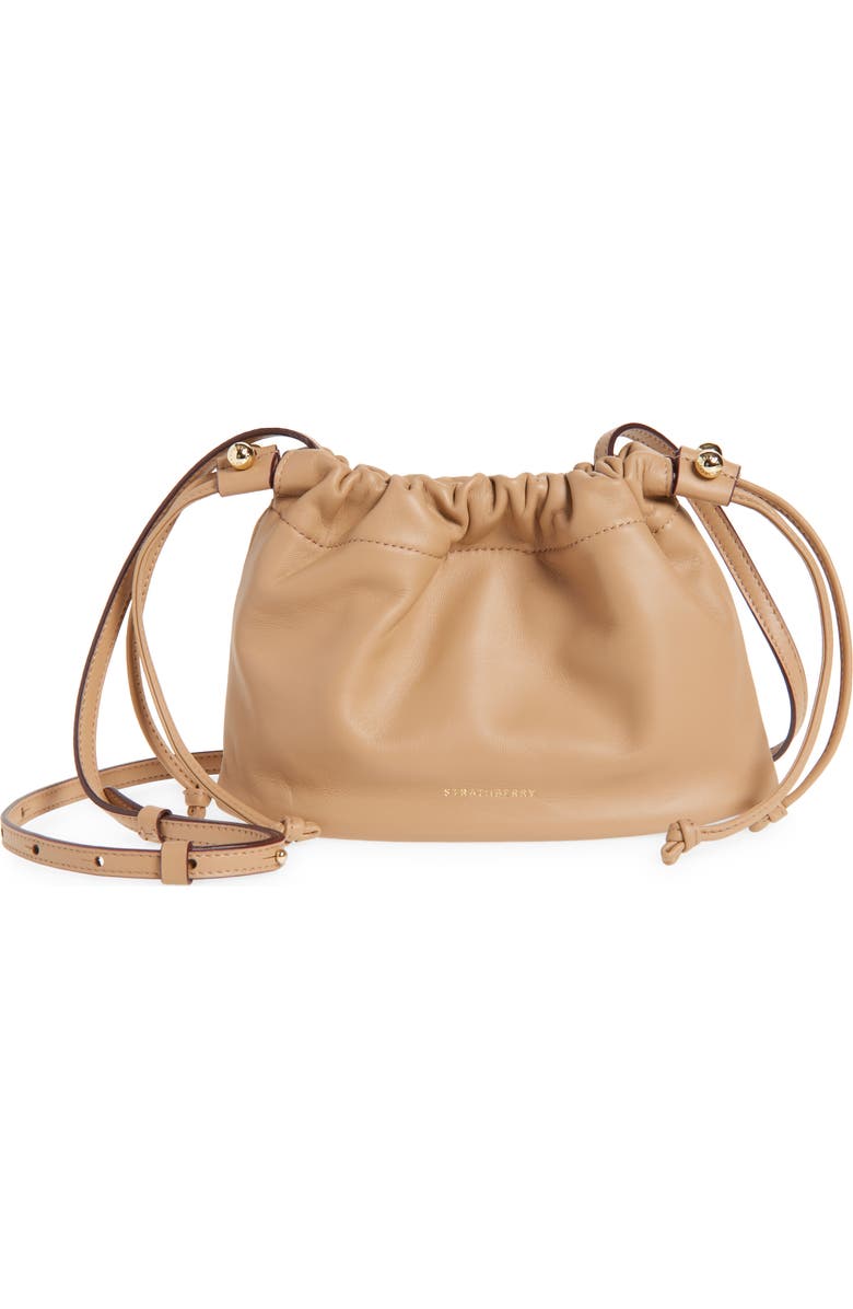 Drawstring Soft Napa Leather Drawstring Bucket Bag