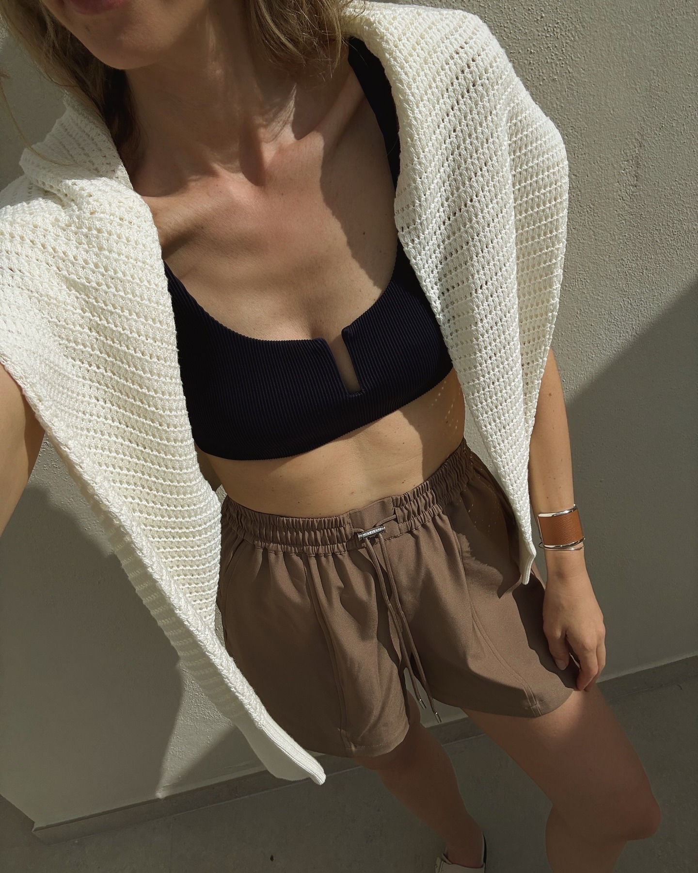 Influencer wearing athletic shorts