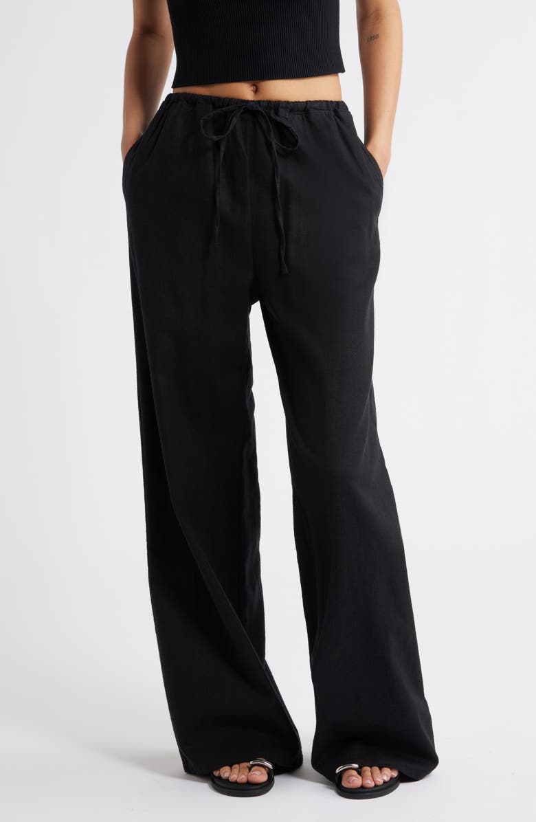 Wide Leg Linen Blend Pants