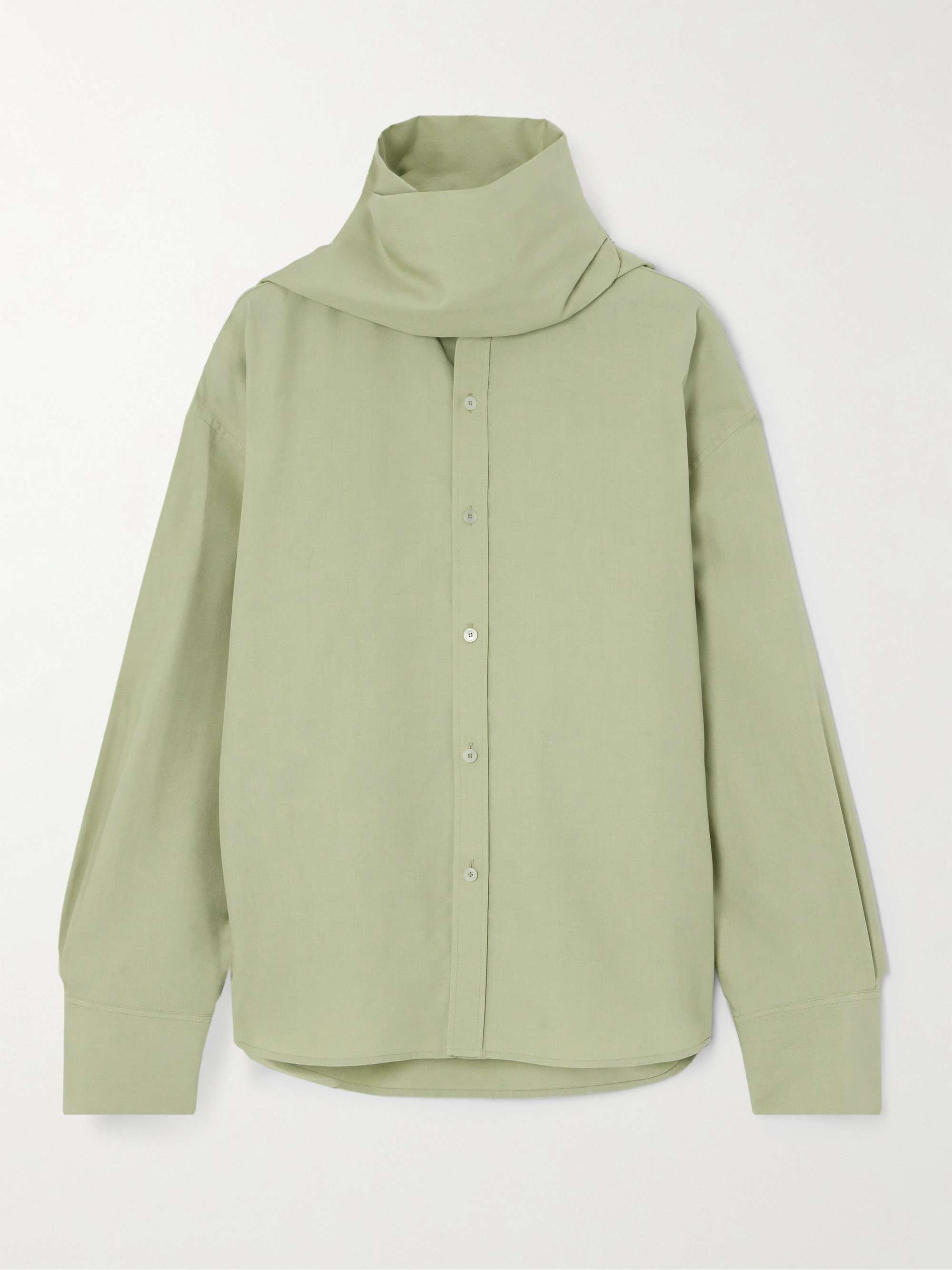 Scarf-Detailed Silk Shirt