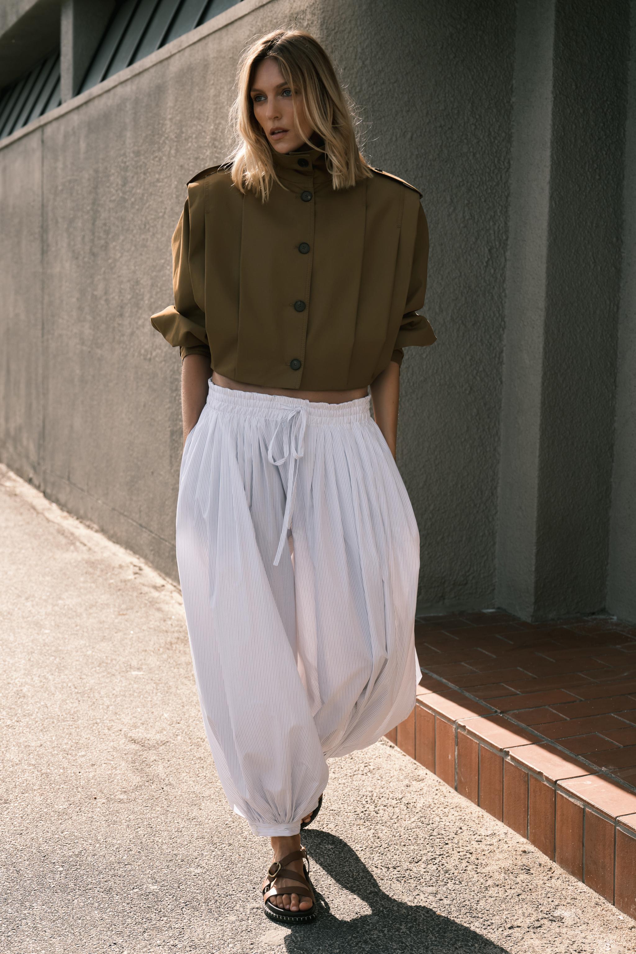 Zw Collection Striped Balloon Pants
