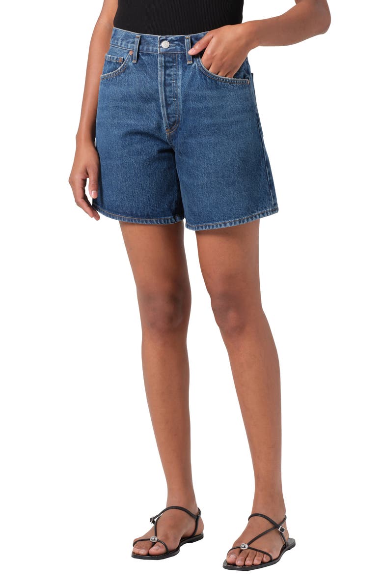 Dame High Waist Mid Length Relaxed Denim Shorts