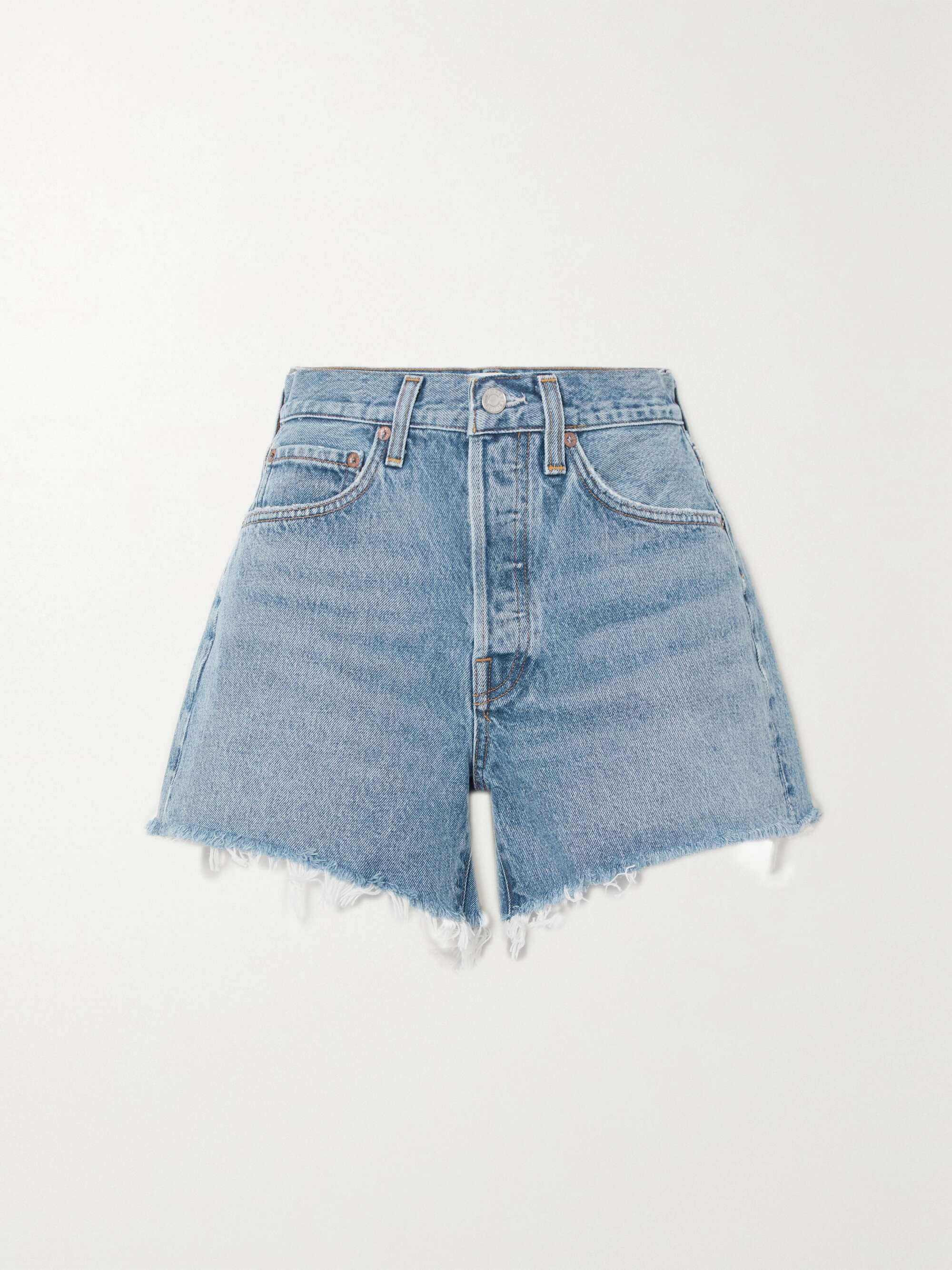 Parker Long Distressed Denim Shorts