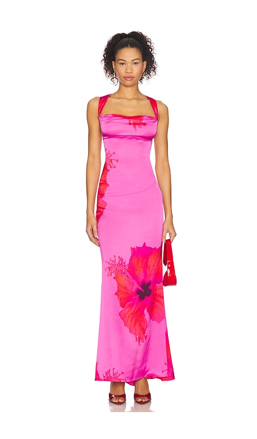 Satin Lace Up Maxi Dress