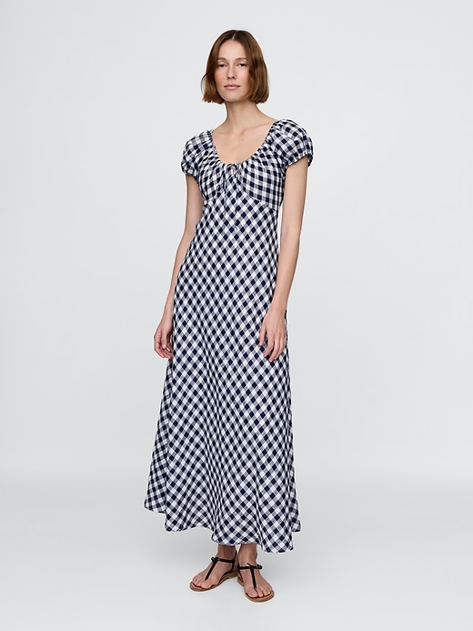 Gap × DÔEN , 100% Linen Gingham Midi Dress