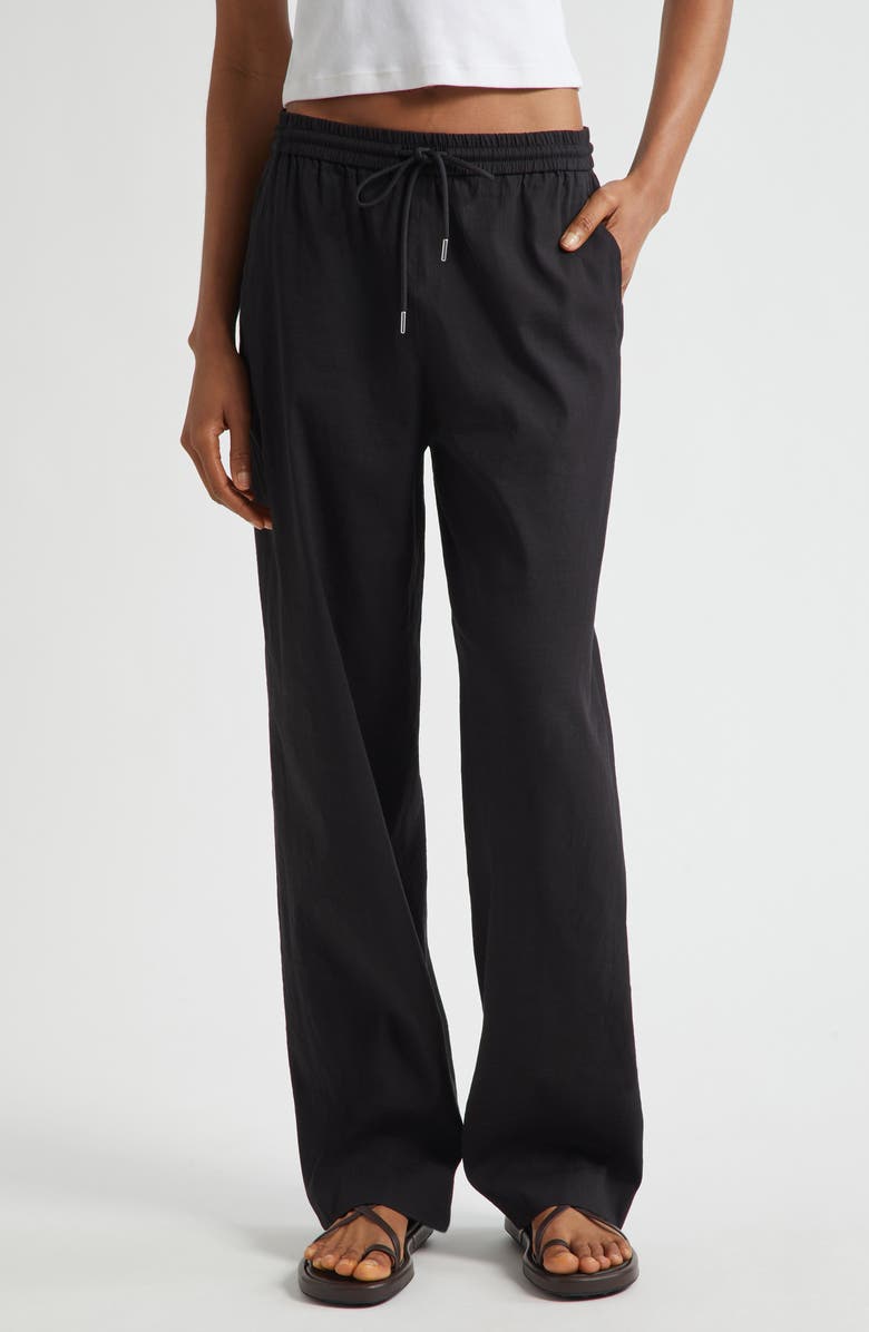 Linen Blend Drawstring Pants