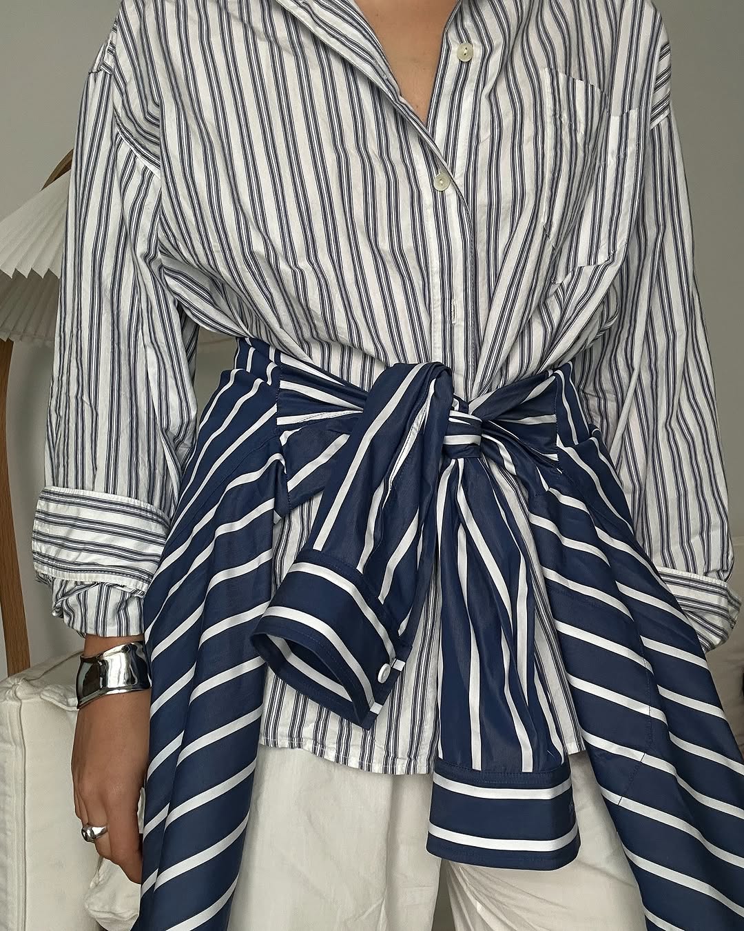 woman wearing stripes on stripes outfit
