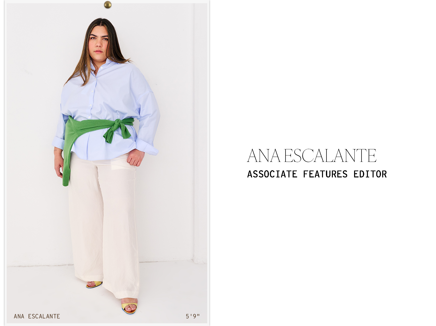 Ana Escalante wearing a poplin shirt.
