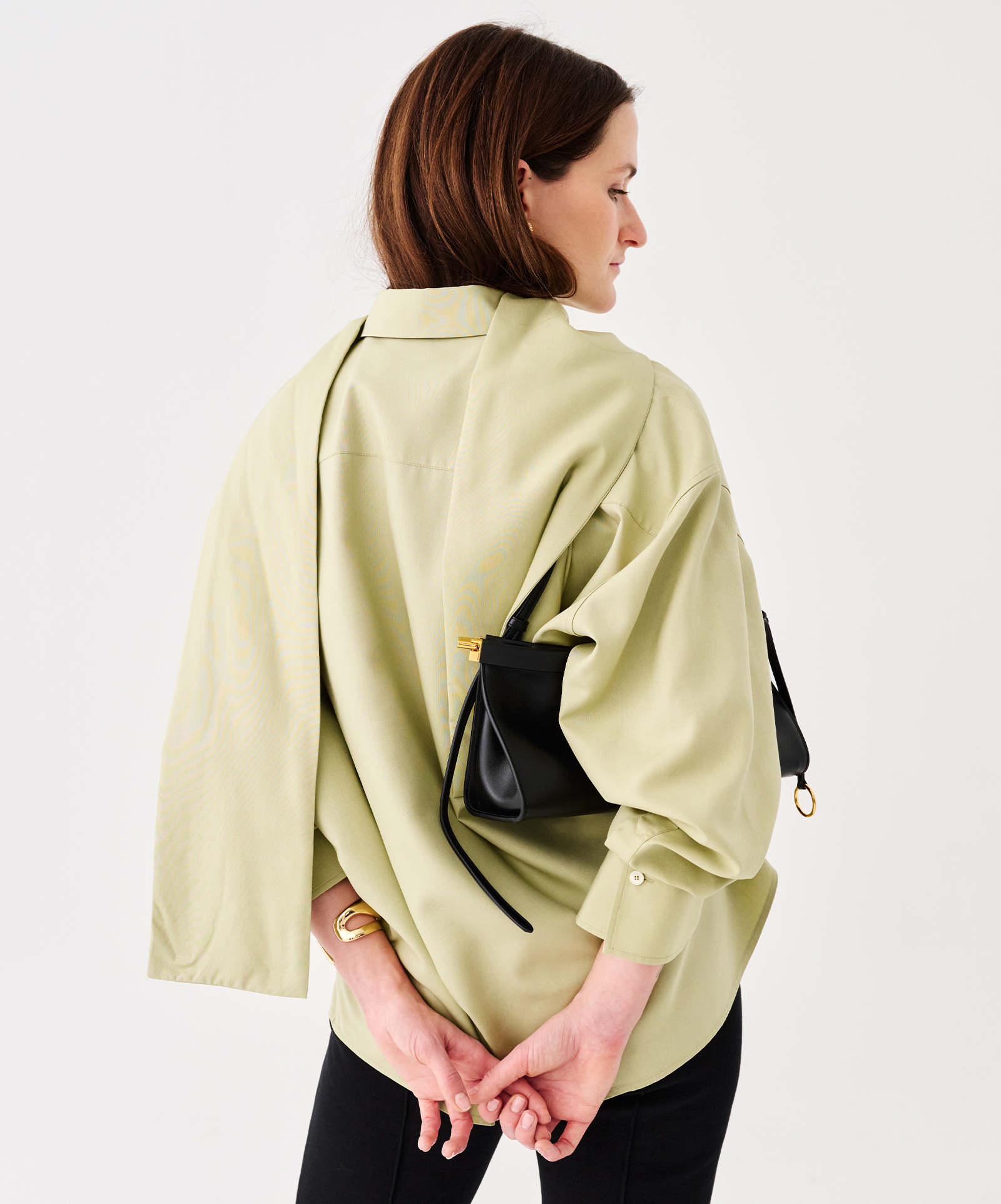 Eliza Huber in a poplin shirt.