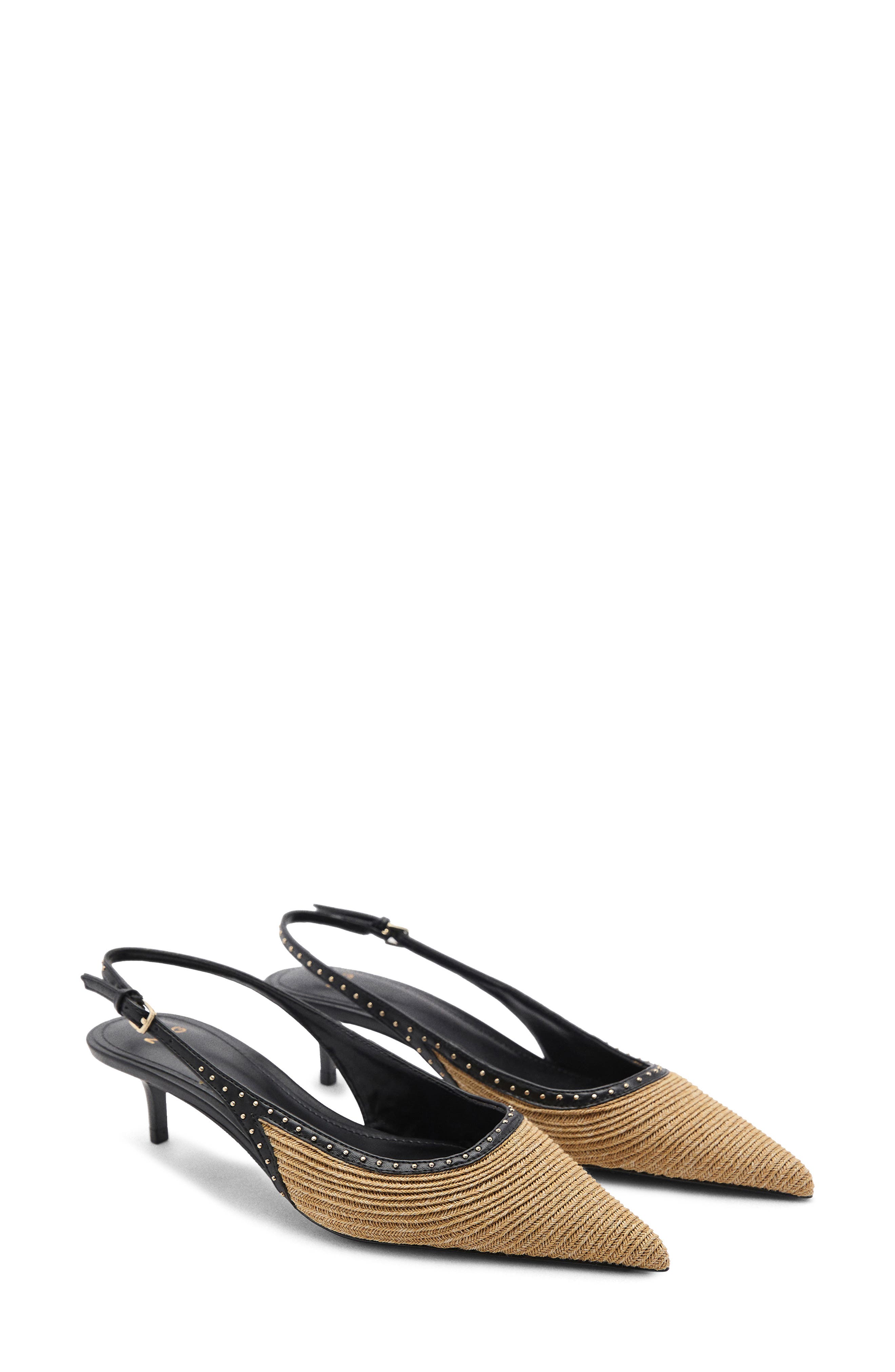 MANGO, Straw Pointed Toe Slingback Pump