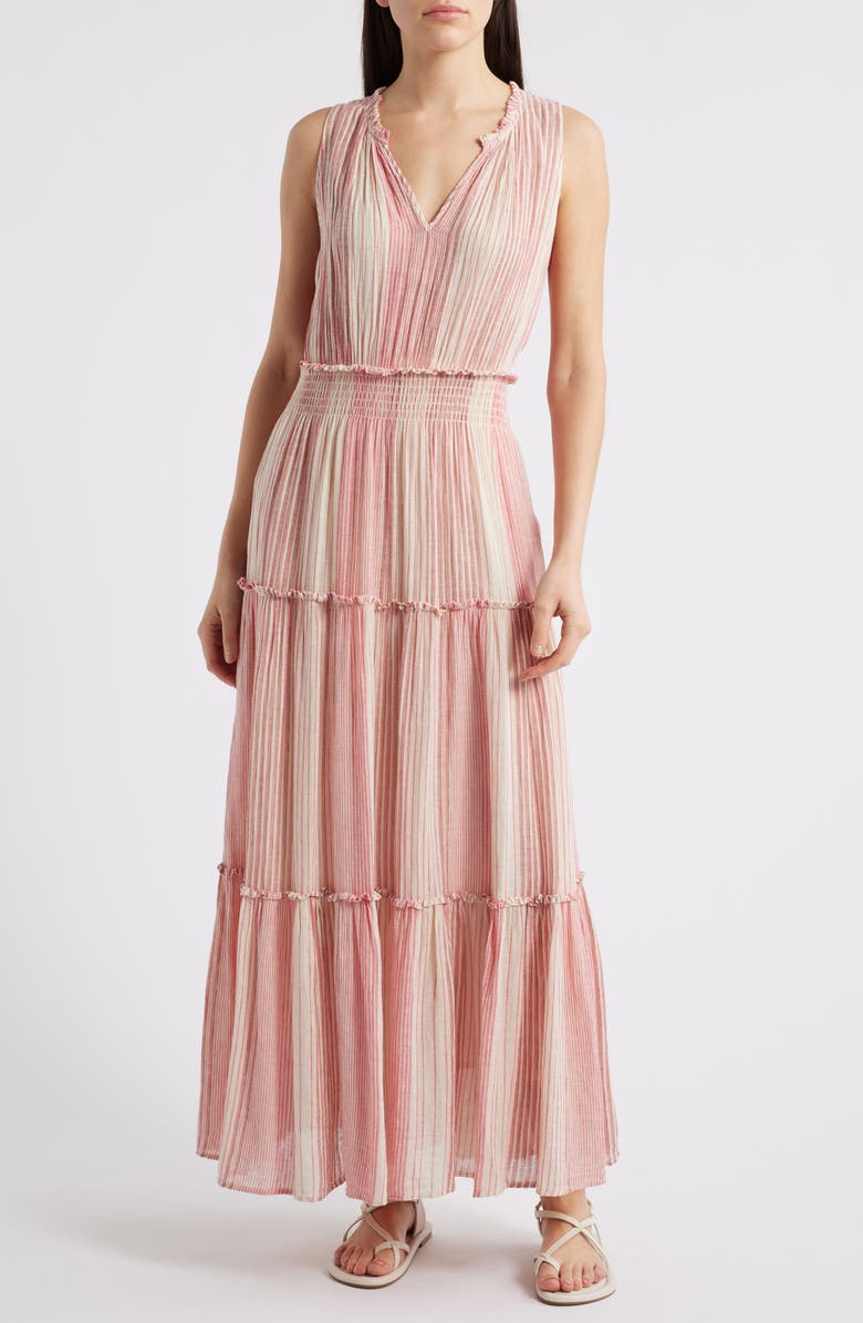 Loulou Stripe Sleeveless Linen Blend Maxi Dress