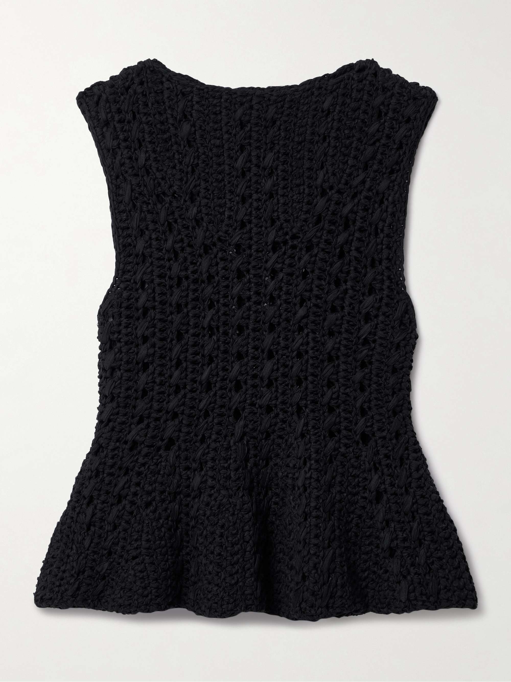 Yuka Open-Knit Cotton-Blend Peplum Tank