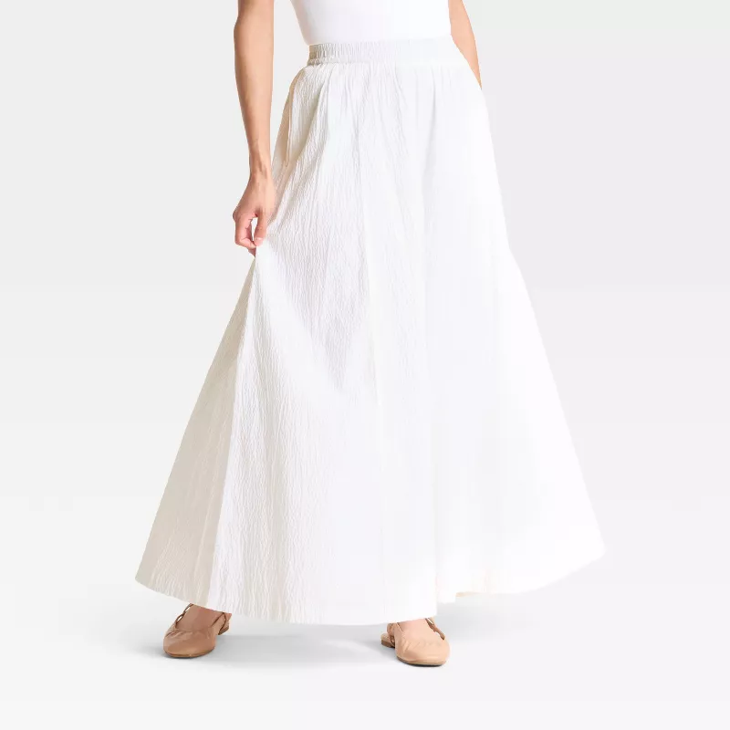 Women's Maxi Picnic A-Line Skirt - a New Day™ White M