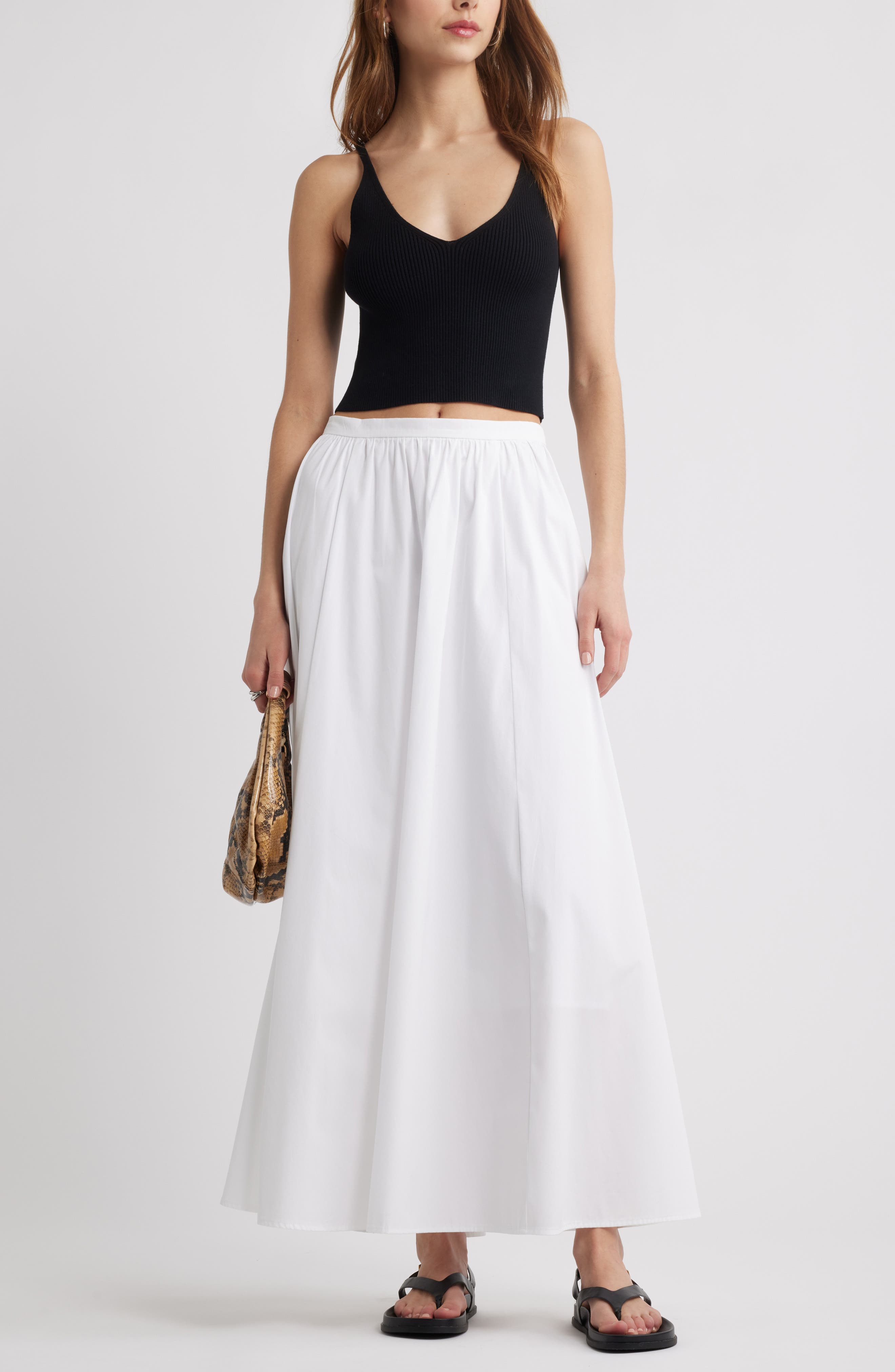 Open Edit, Cotton Poplin Maxi Skirt