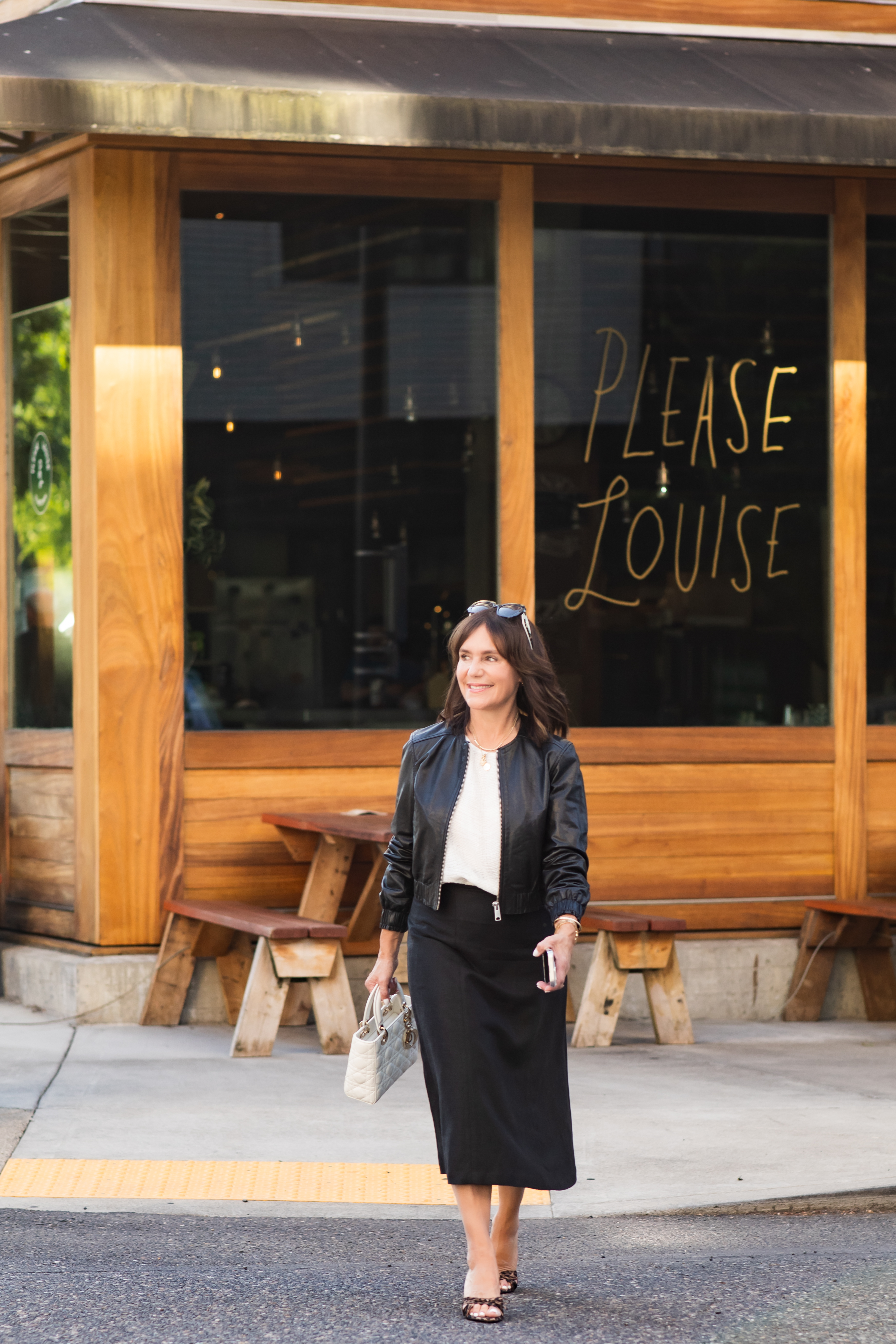 A Nordstrom buyer wearing a linen skirt.