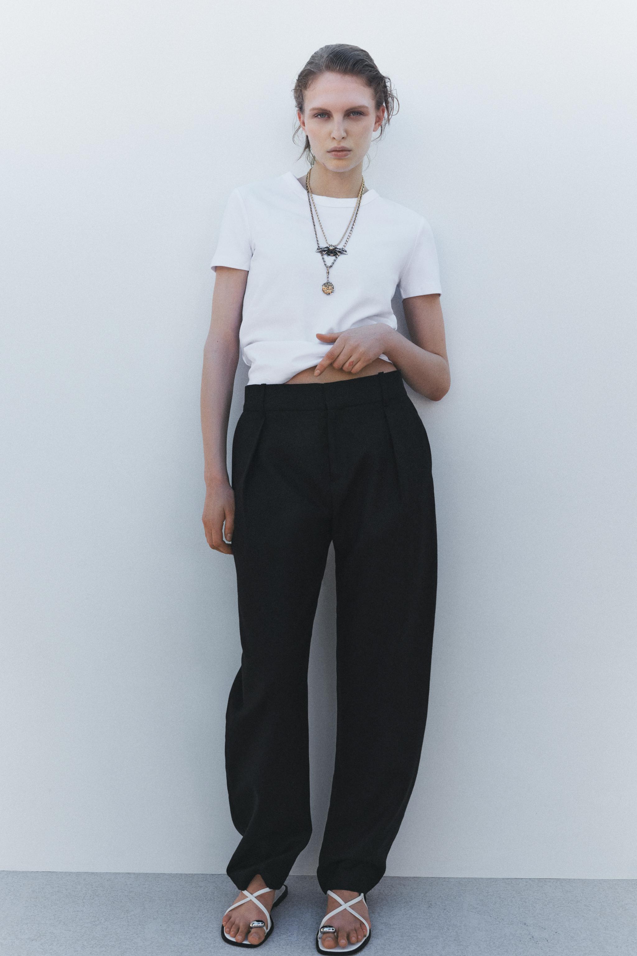 Zw Collection Linen Barrel Pants