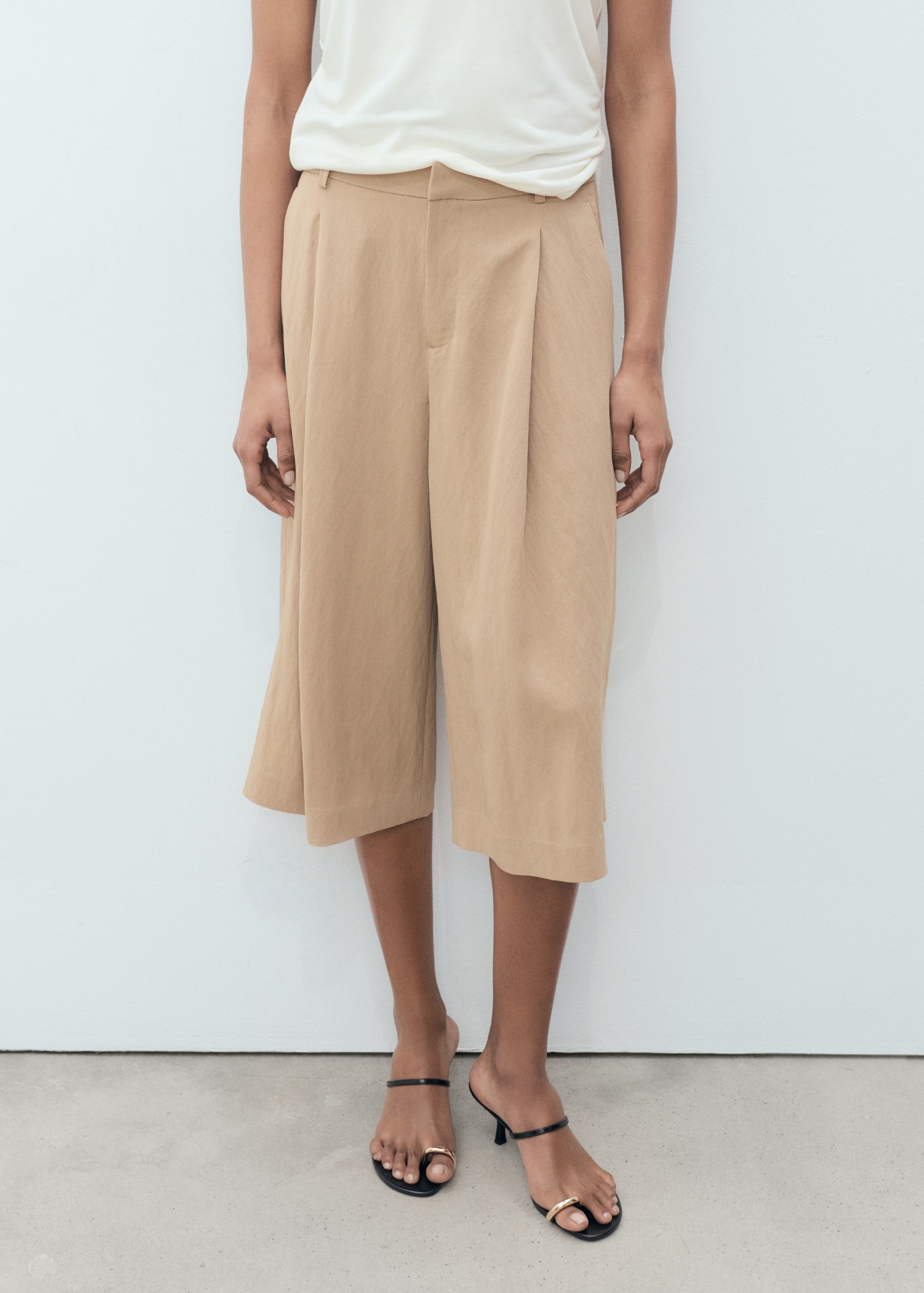 MANGO, Lyocell Pleated Bermuda Shorts