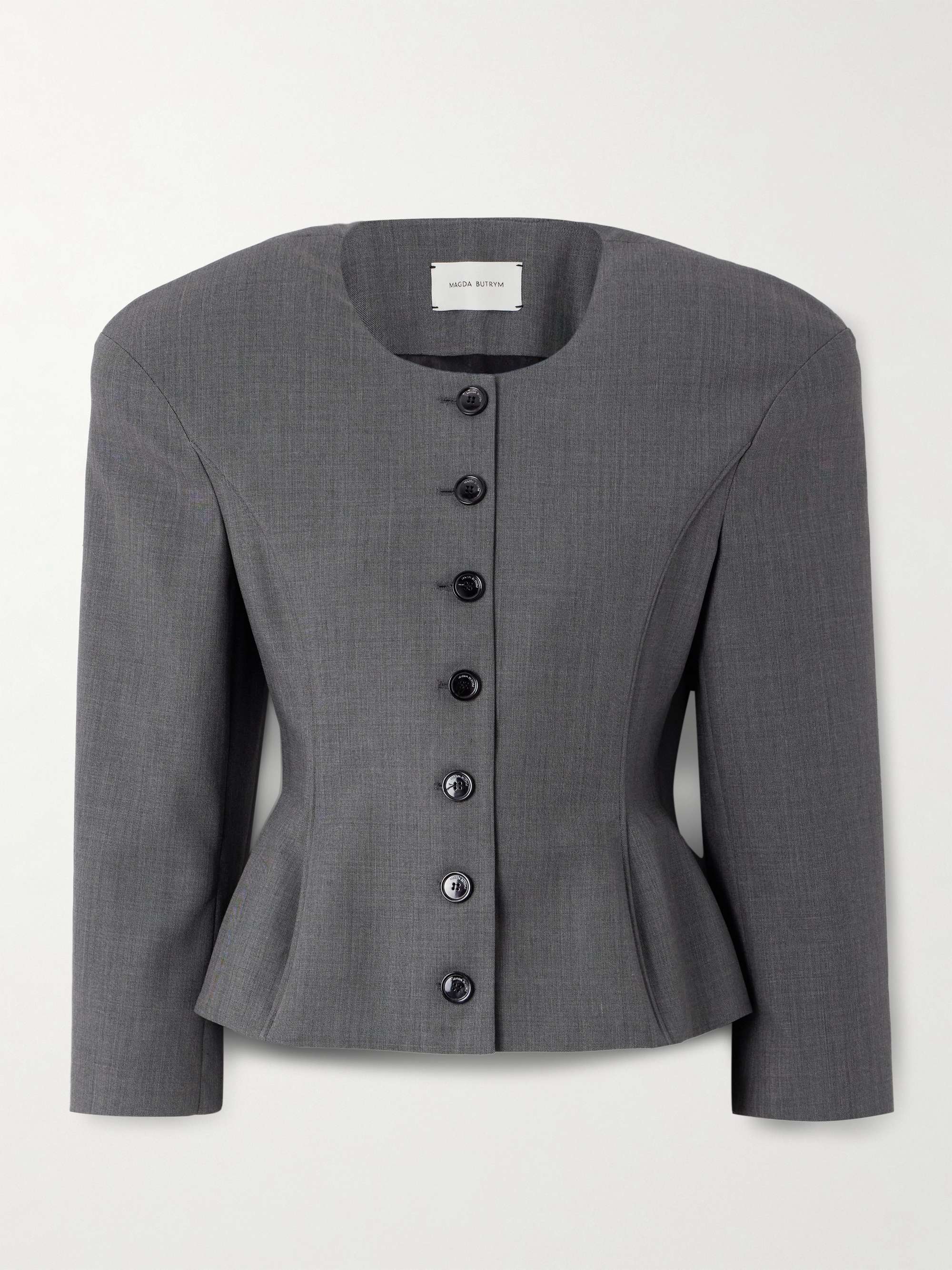 Wool and Silk-Blend Peplum Blazer